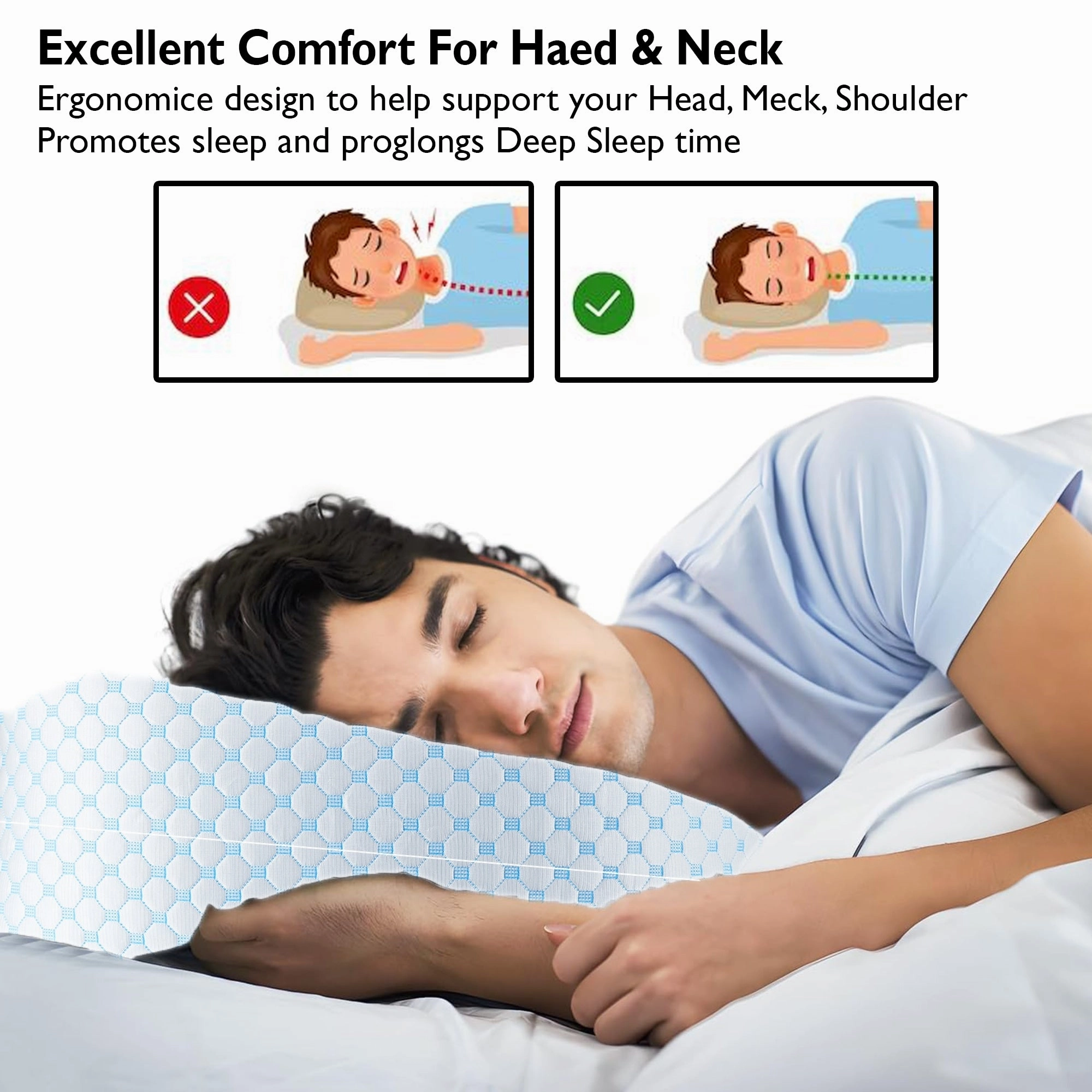 Memory Foam Pillow with Bamboo Cover, Adjustable Firmness, Premium Luxury Gel Memory Foam Pillows. - N/A