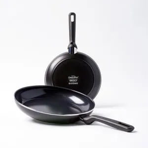 Memphis Non-Stick Frying Pan Set, Black curtain fabric, upholstery textile