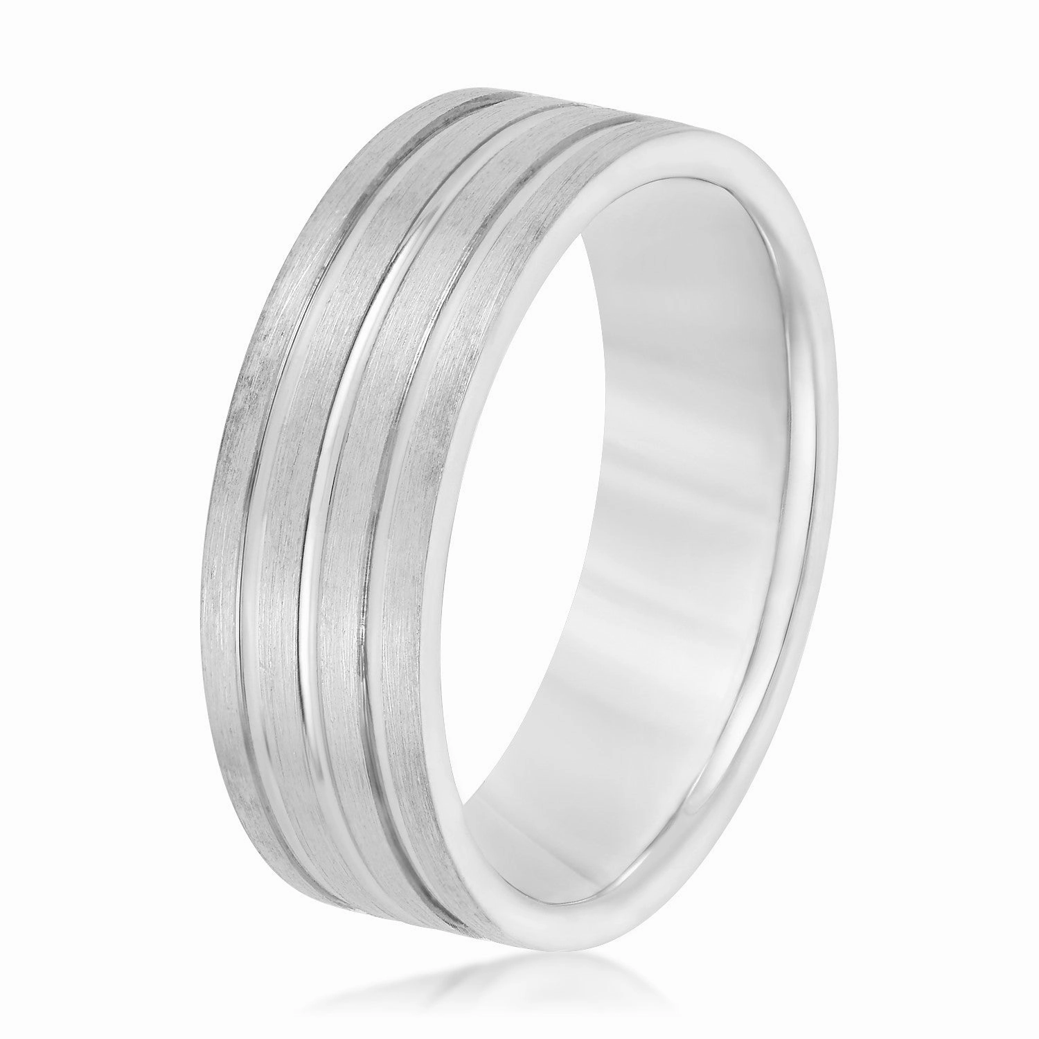 Men's 3 Groove Textured Wedding Band