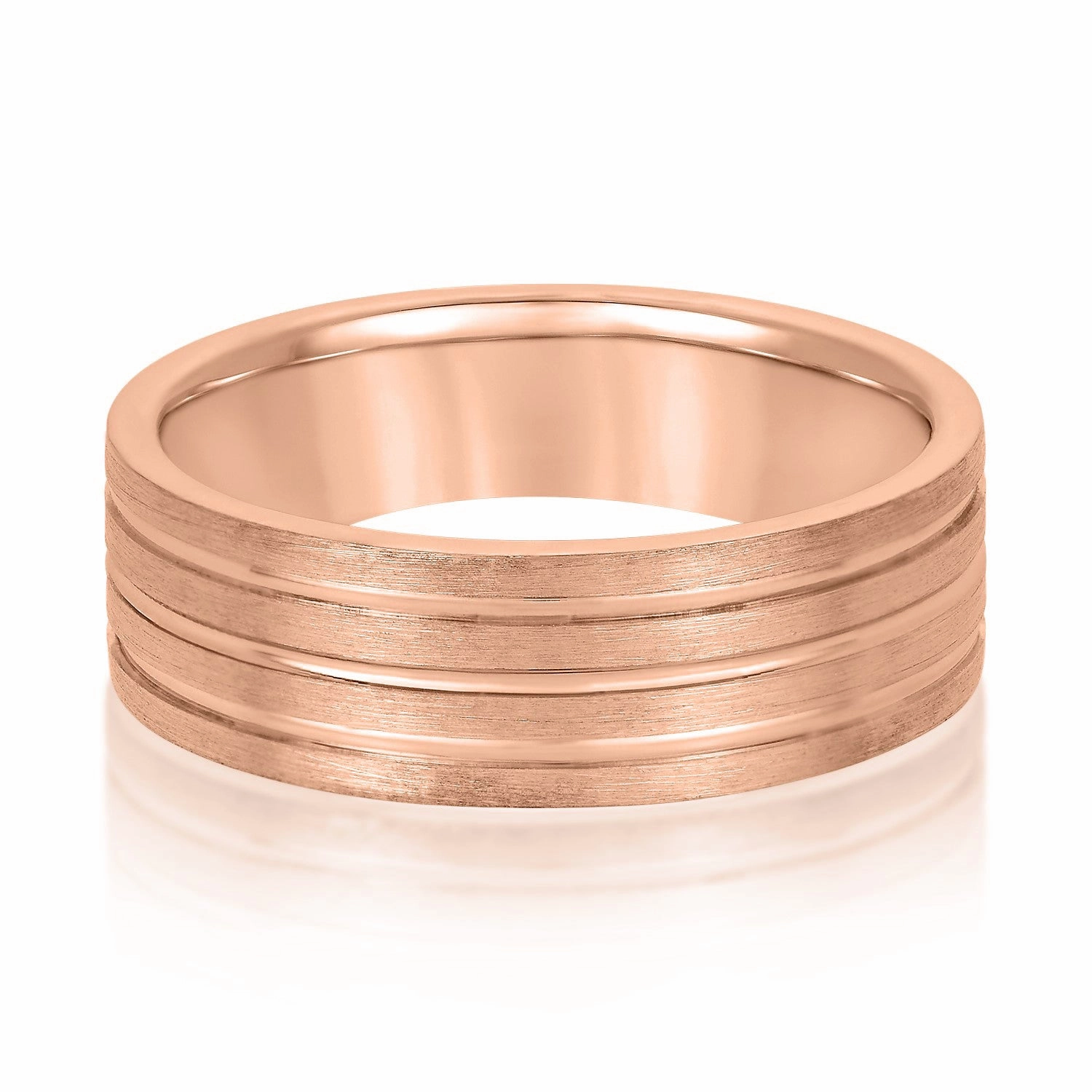 Men's 3 Groove Textured Wedding Band