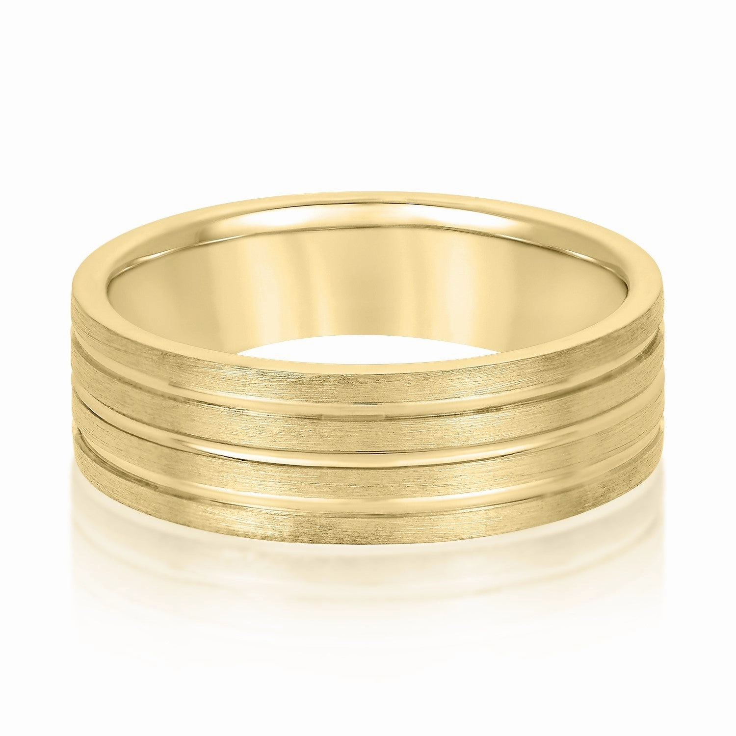 Men's 3 Groove Textured Wedding Band