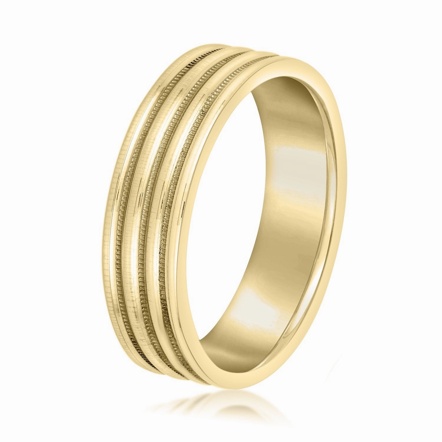 Men's Alternating Milgrain Rows and Fine Textured Layers Band