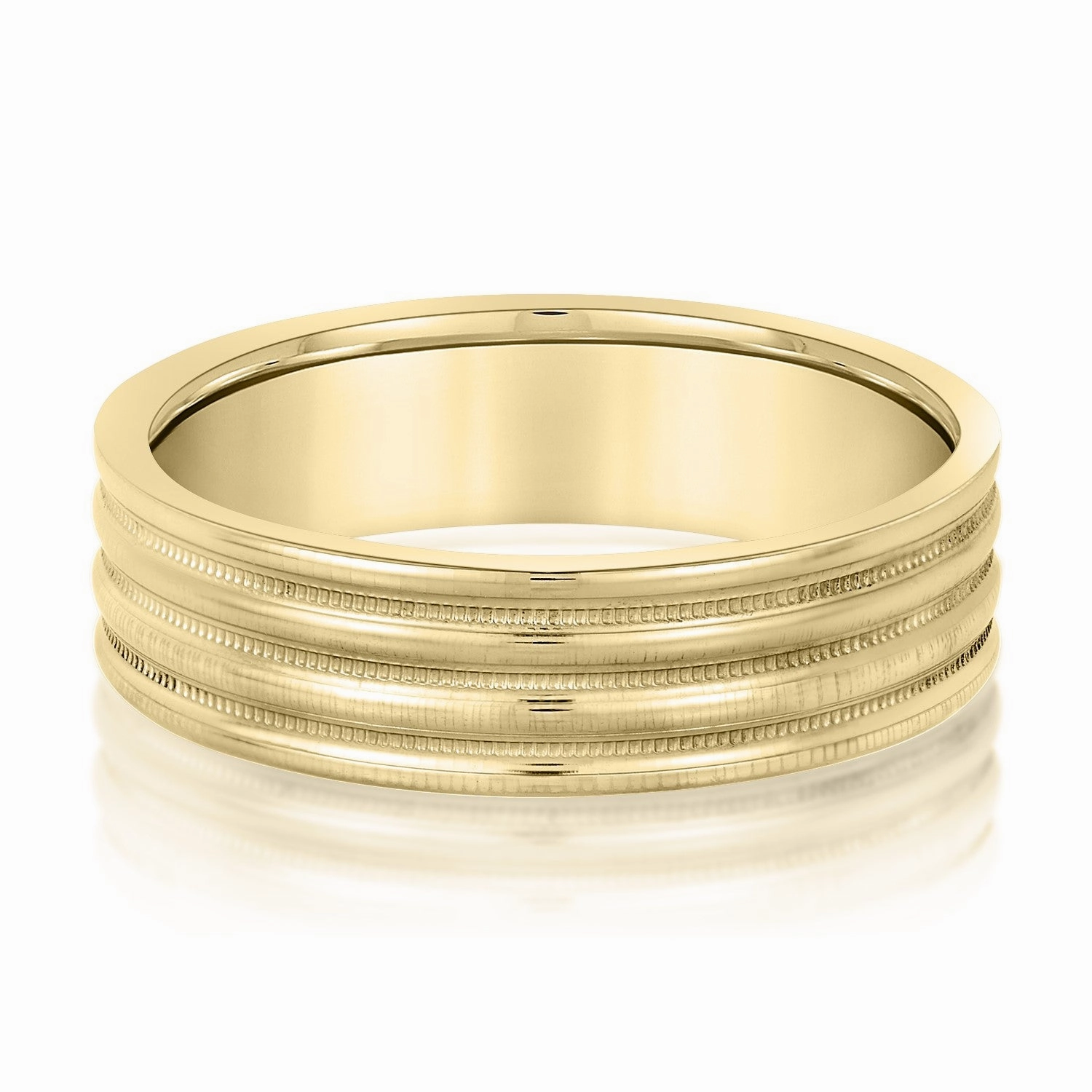 Men's Alternating Milgrain Rows and Fine Textured Layers Band