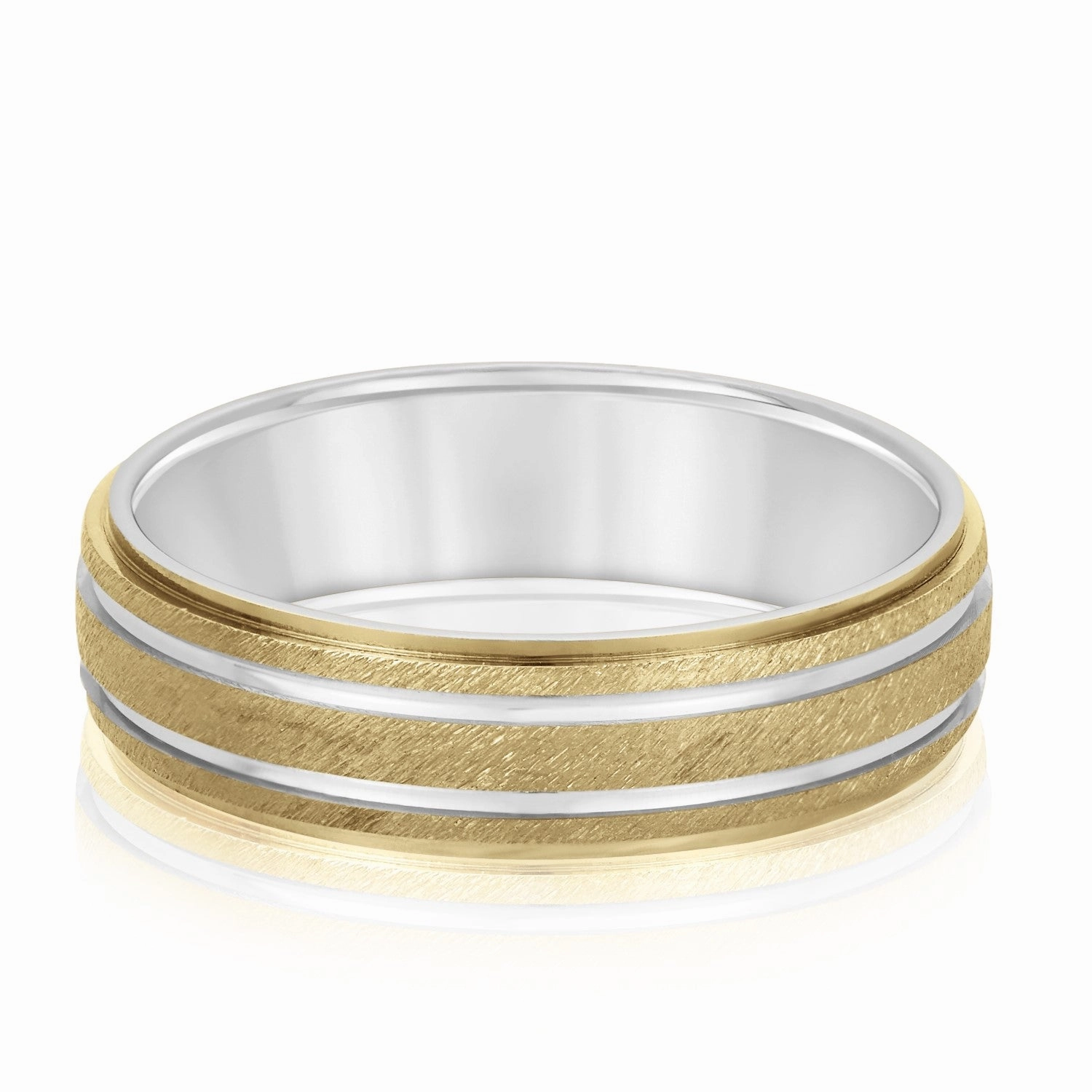 Men's Alternating Milgrain Rows and Fine Textured Layers Band