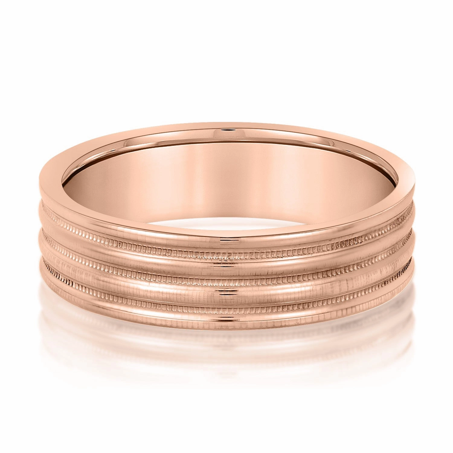 Men's Alternating Milgrain Rows and Fine Textured Layers Band