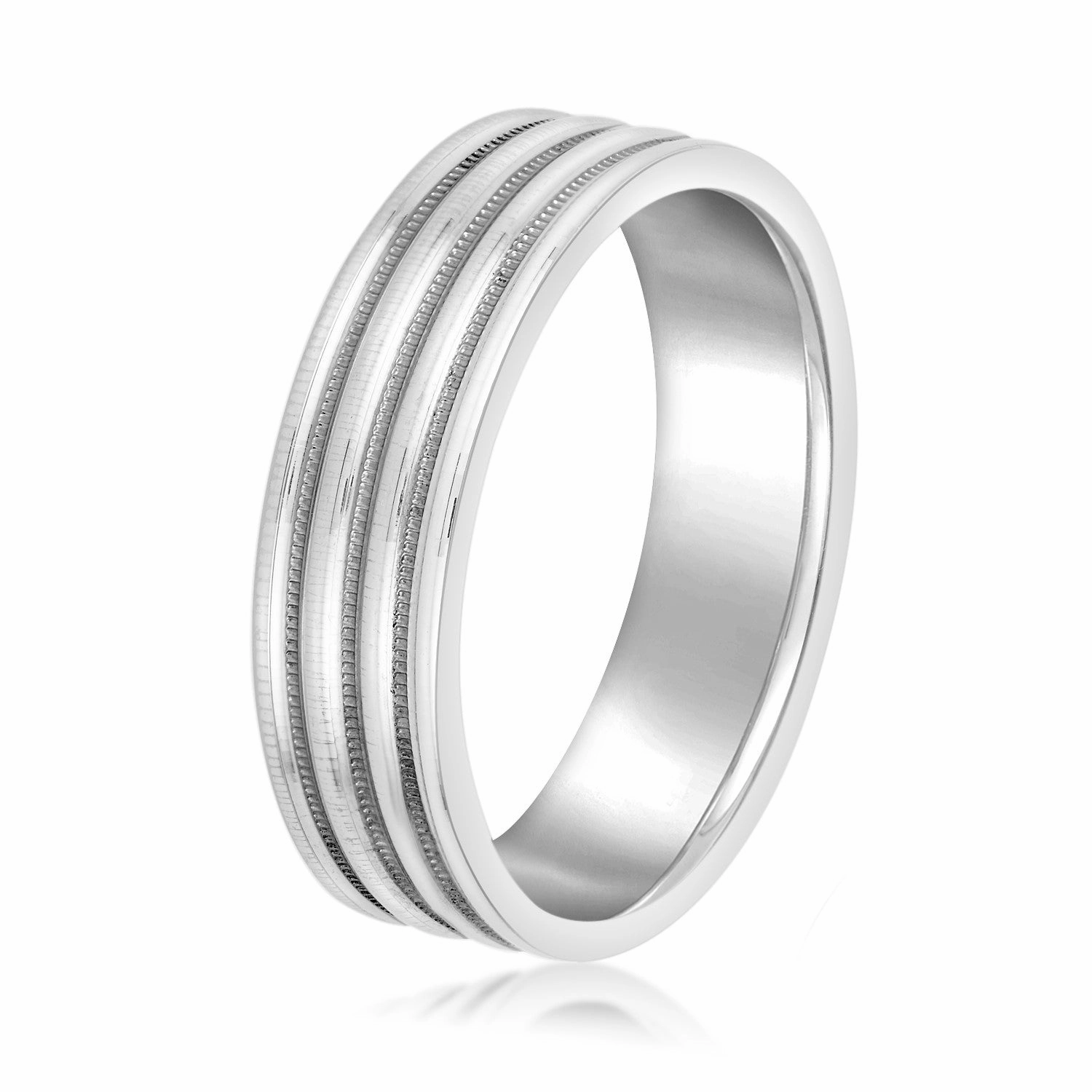 Men's Alternating Milgrain Rows and Fine Textured Layers Band