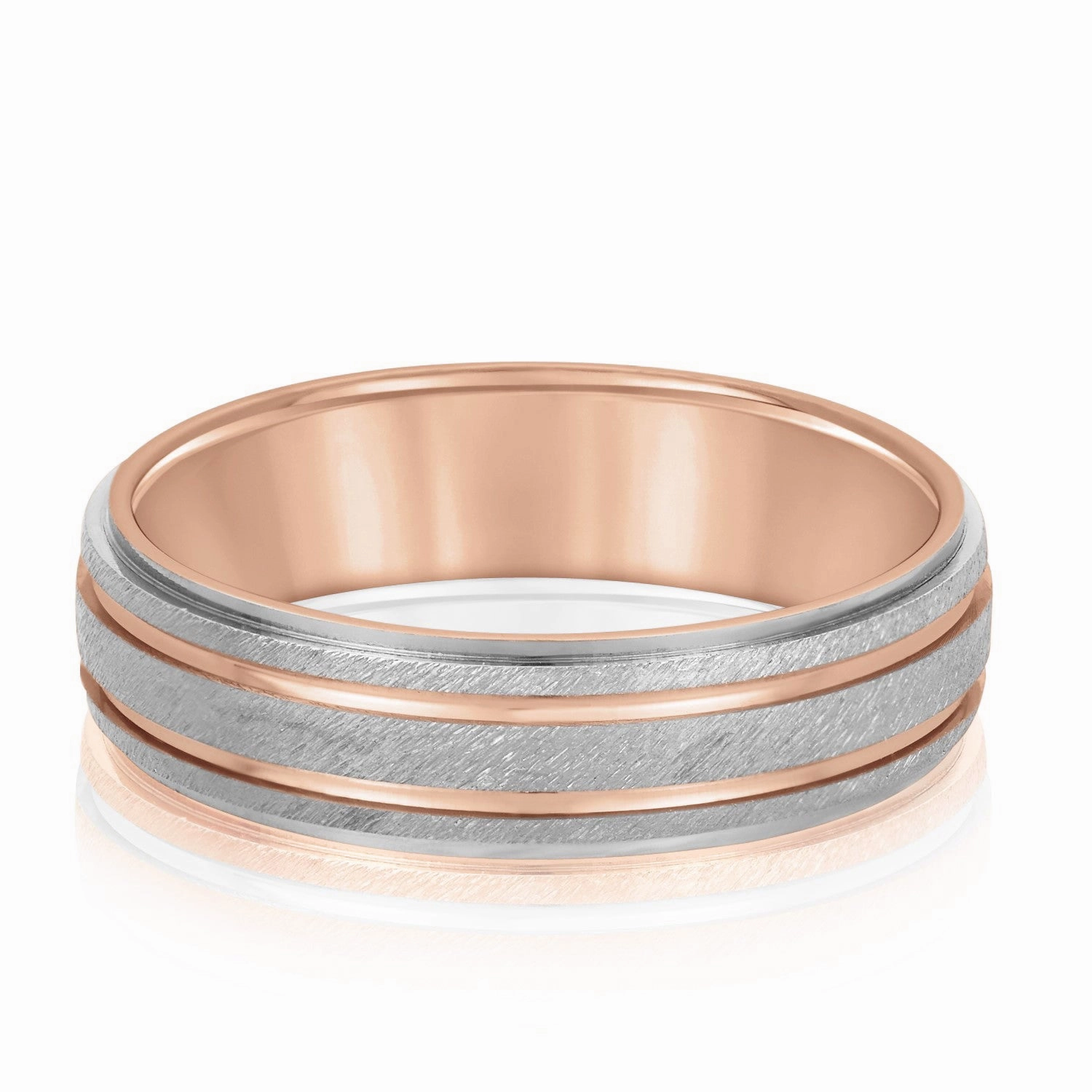 Men's Alternating Milgrain Rows and Fine Textured Layers Band