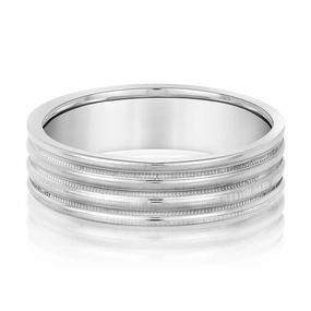 Men's Alternating Milgrain Rows and Fine Textured Layers Band