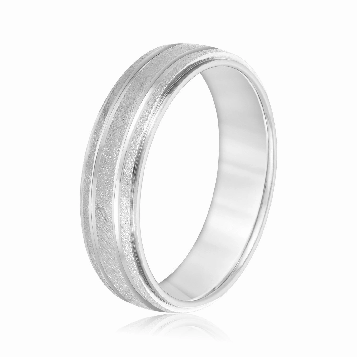 Men's Alternating Milgrain Rows and Fine Textured Layers Band