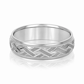 Men's Basket Weave Design Wedding Band