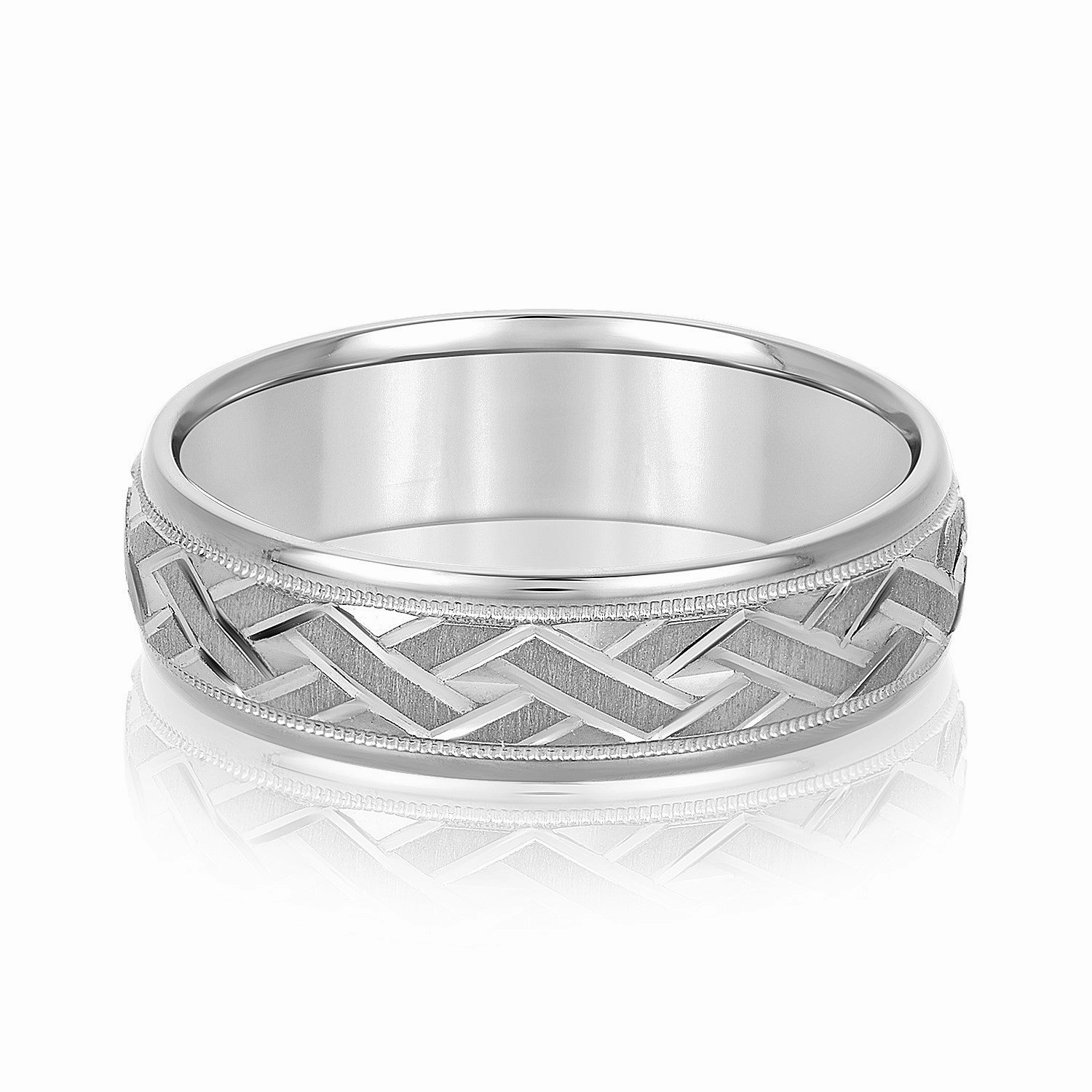 Men's Basket Weave Design Wedding Band