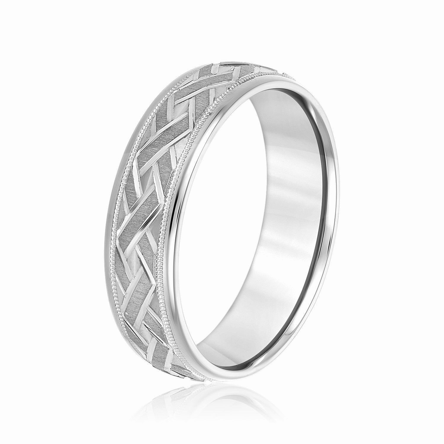 Men's Basket Weave Design Wedding Band