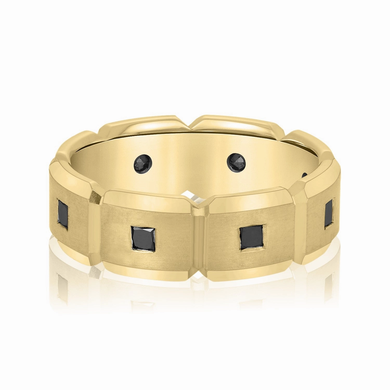 Men's Black Diamond Brick Squared Accented Wedding Band