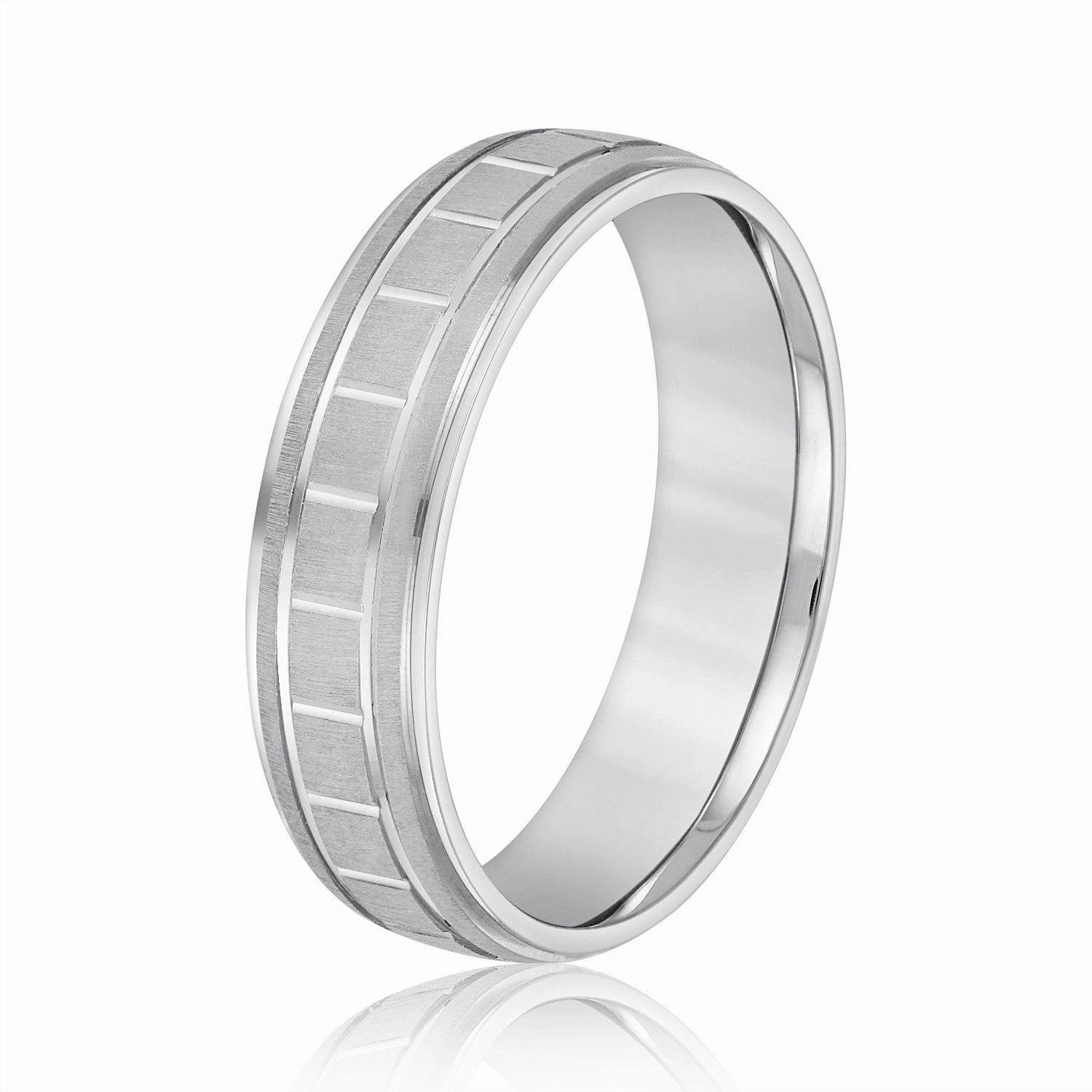 Men's Box-Patterned Brushed Wedding Band