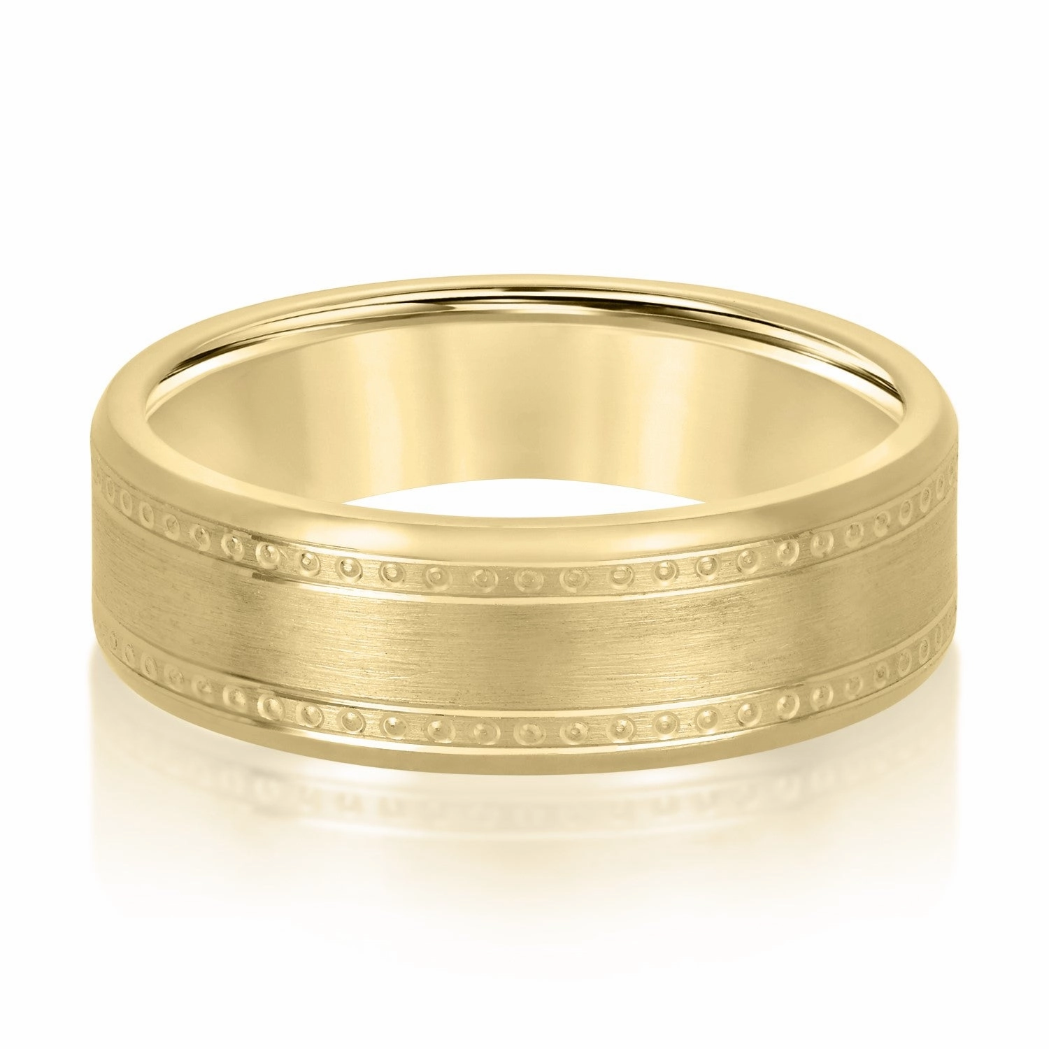 Men's Center Brushed Double Grooved Comfort-fit Wedding Band