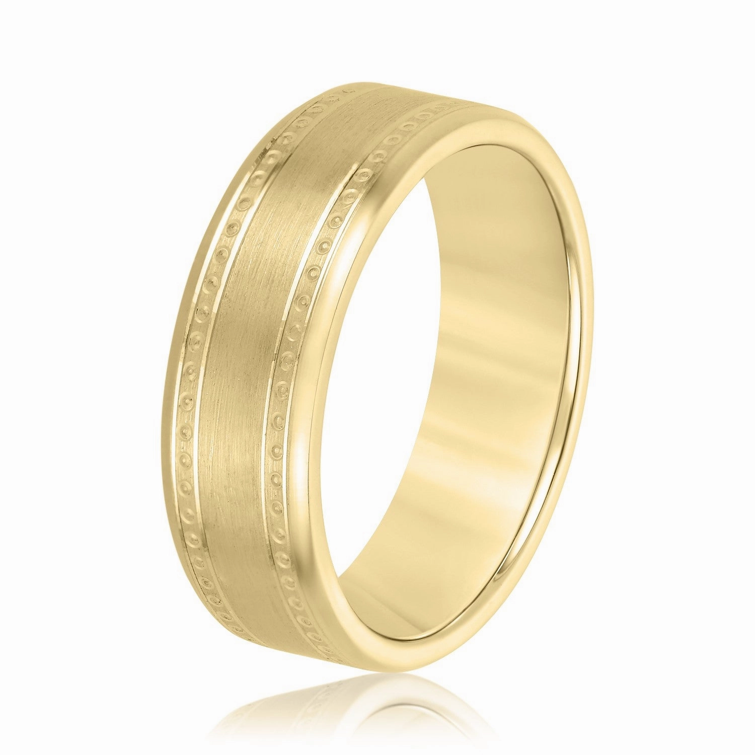 Men's Center Brushed Double Grooved Comfort-fit Wedding Band