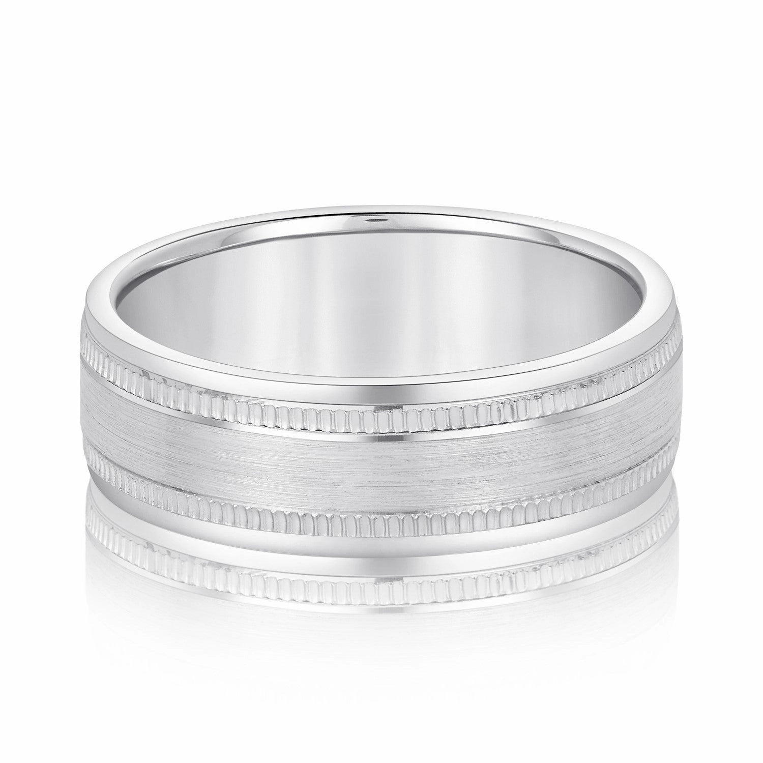 Men's Center Brushed Double Grooved Wedding Band