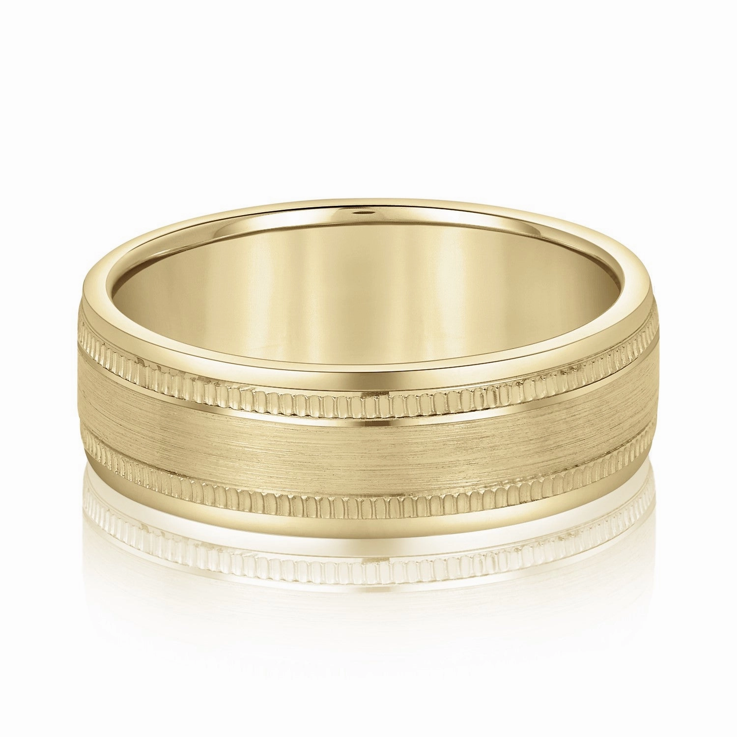 Men's Center Brushed Double Grooved Wedding Band