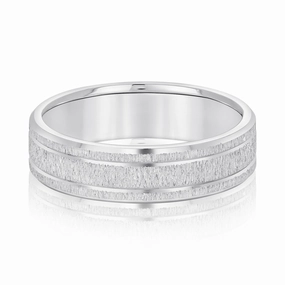 Men's Classic Carved Design Band with Double Lines