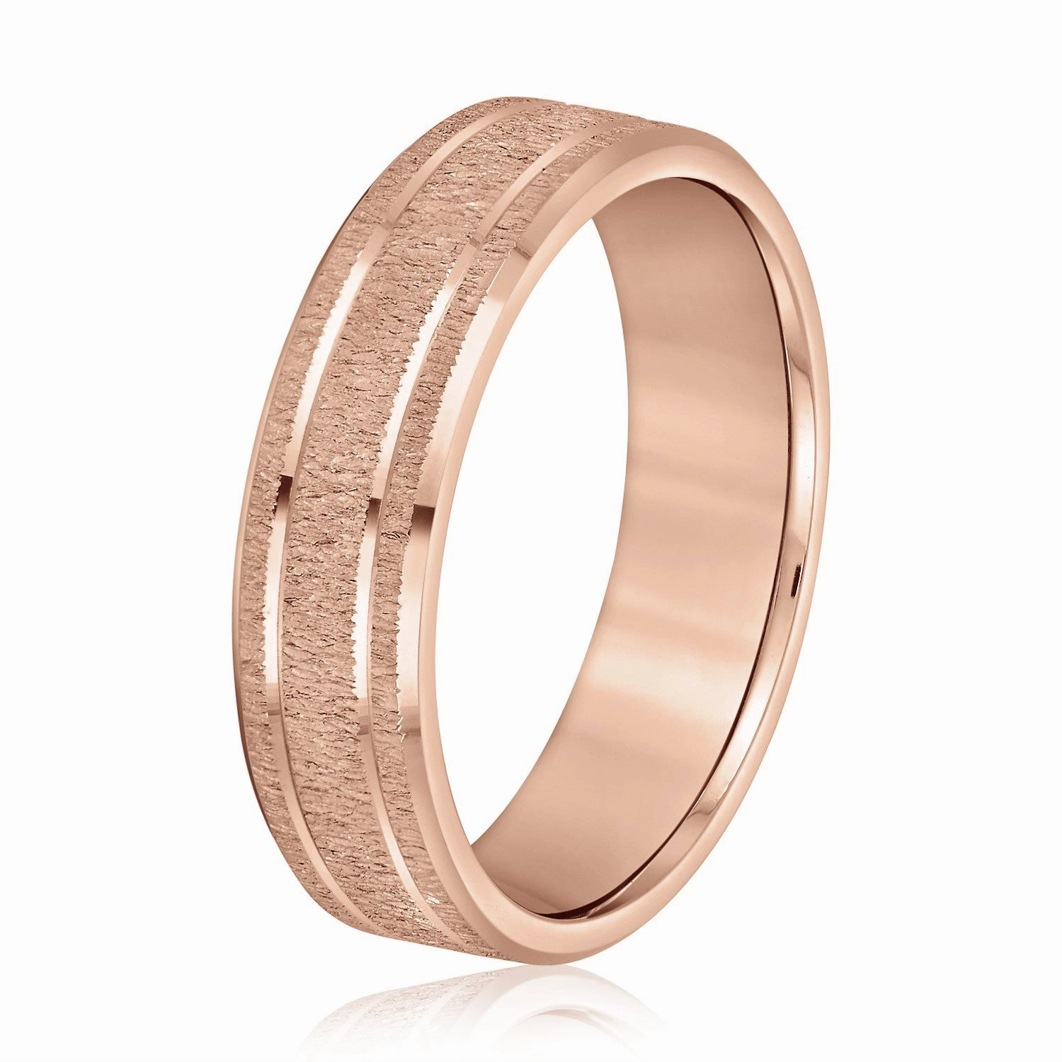Men's Classic Carved Design Band with Double Lines