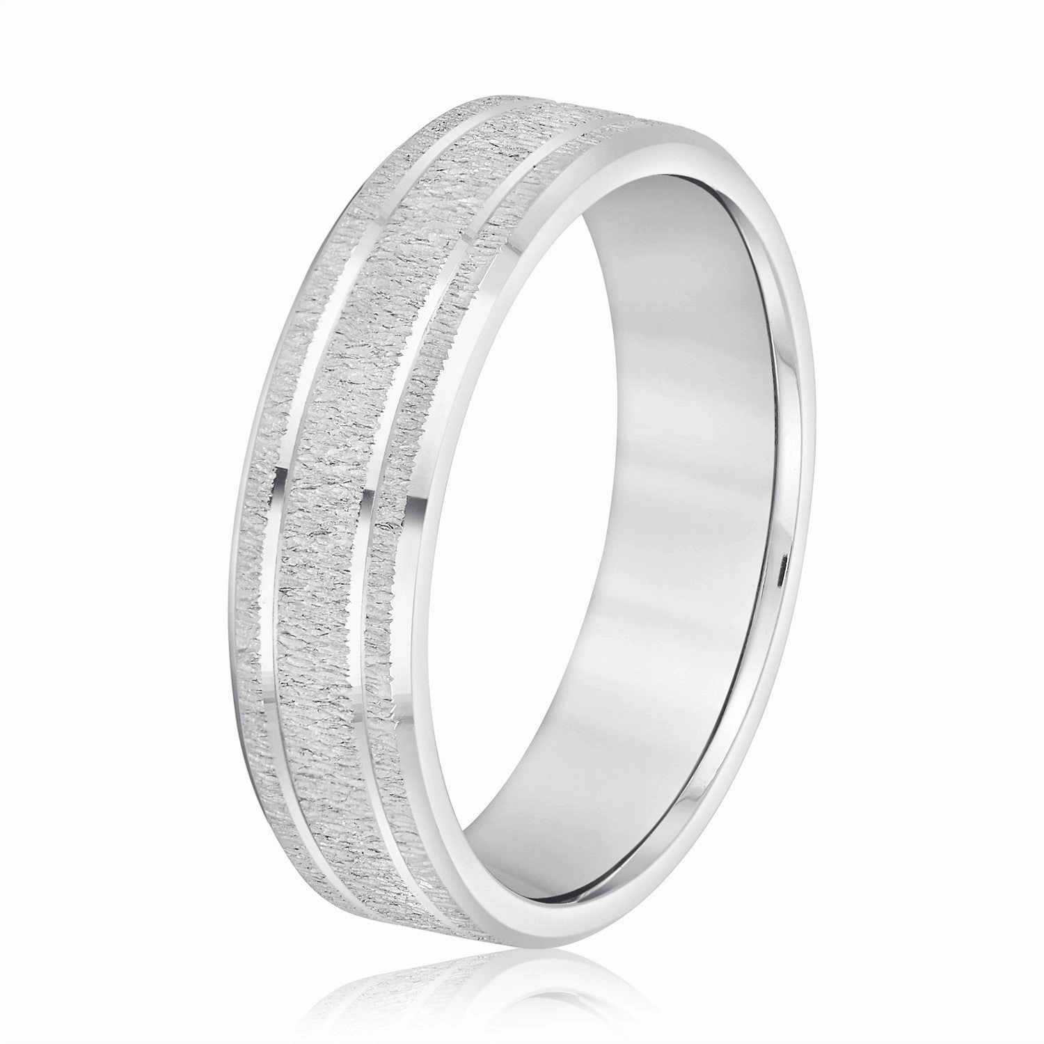 Men's Classic Carved Design Band with Double Lines