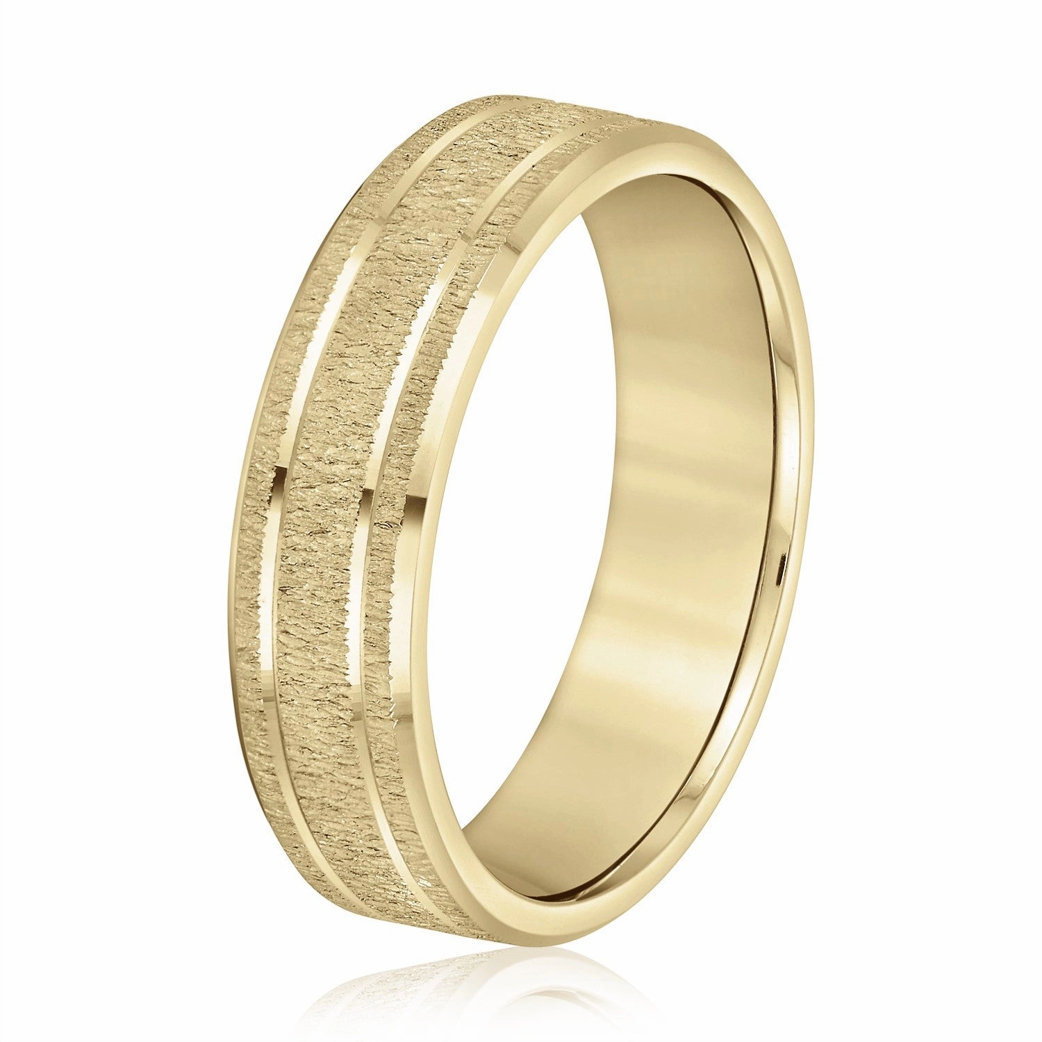 Men's Classic Carved Design Band with Double Lines