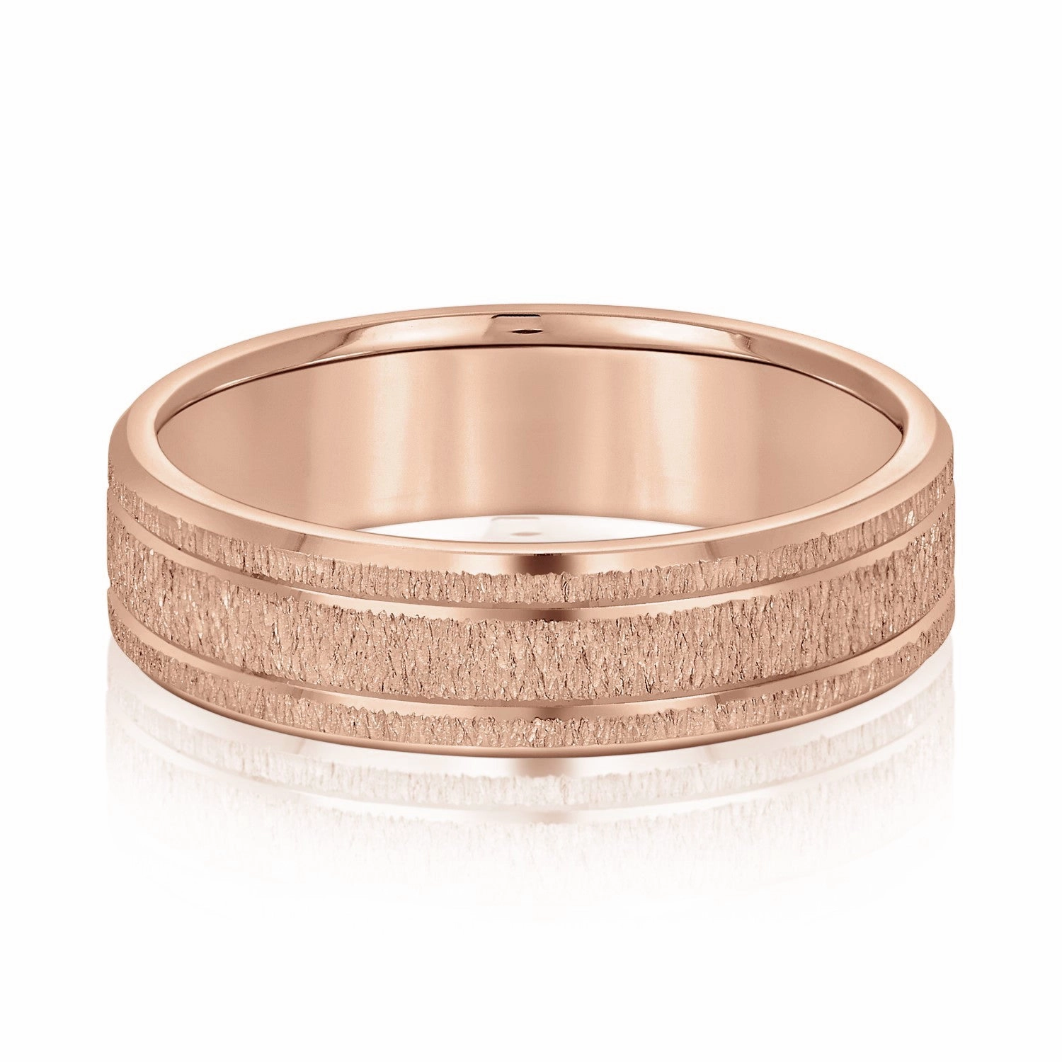 Men's Classic Carved Design Band with Double Lines