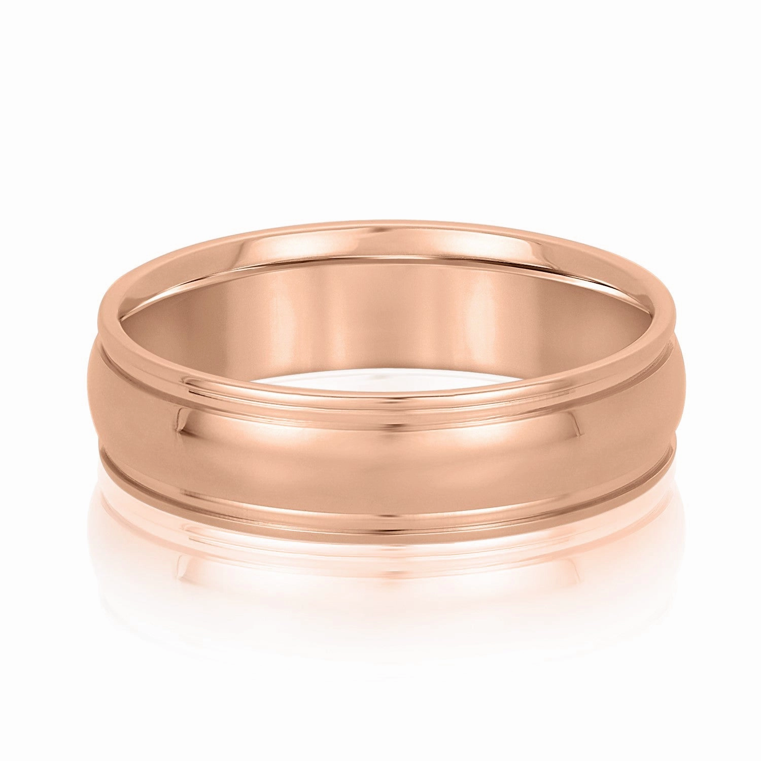 Men's Classic Dome Center and Flat Edge Wedding Band