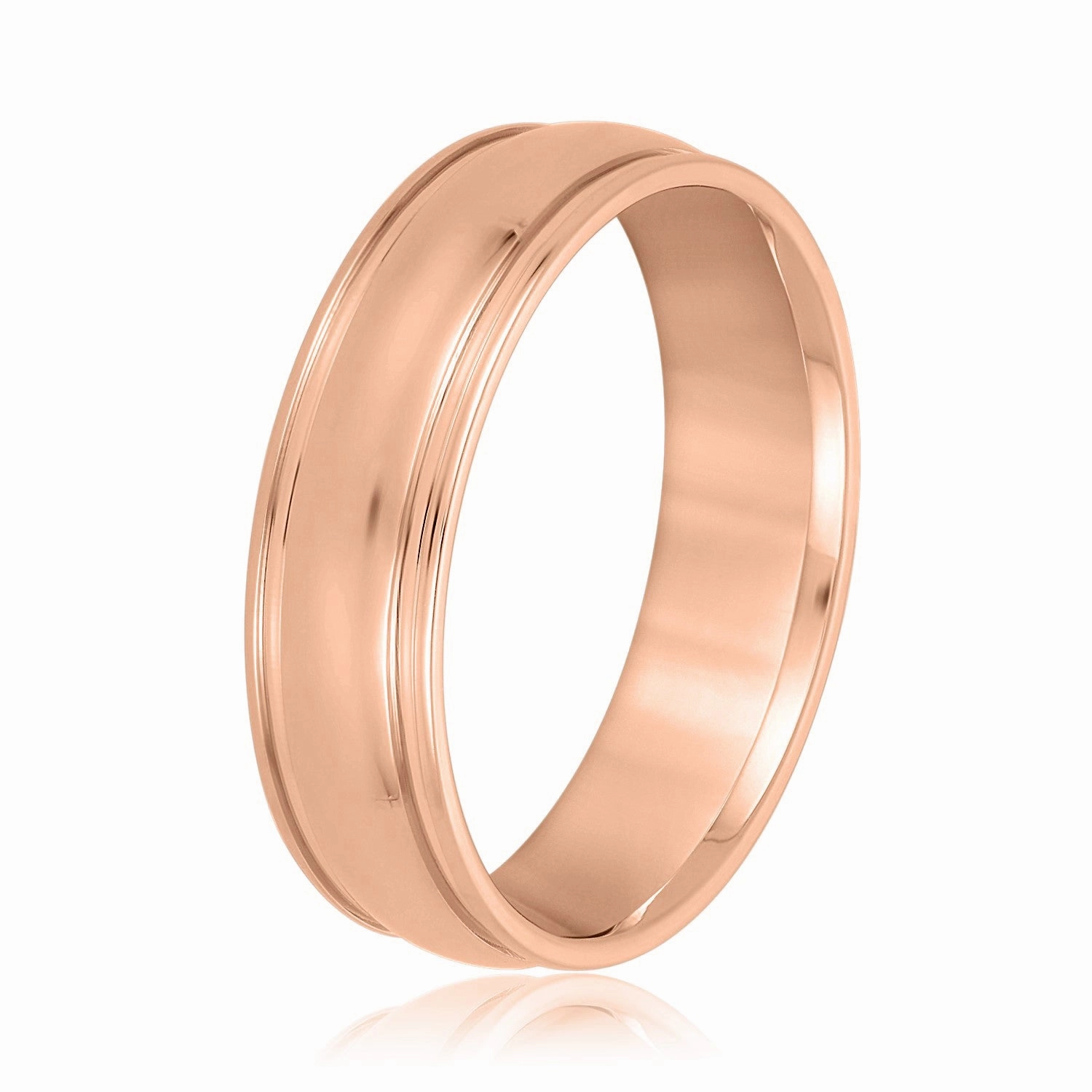 Men's Classic Dome Center and Flat Edge Wedding Band
