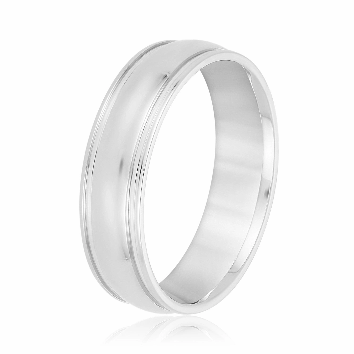 Men's Classic Dome Center and Flat Edge Wedding Band
