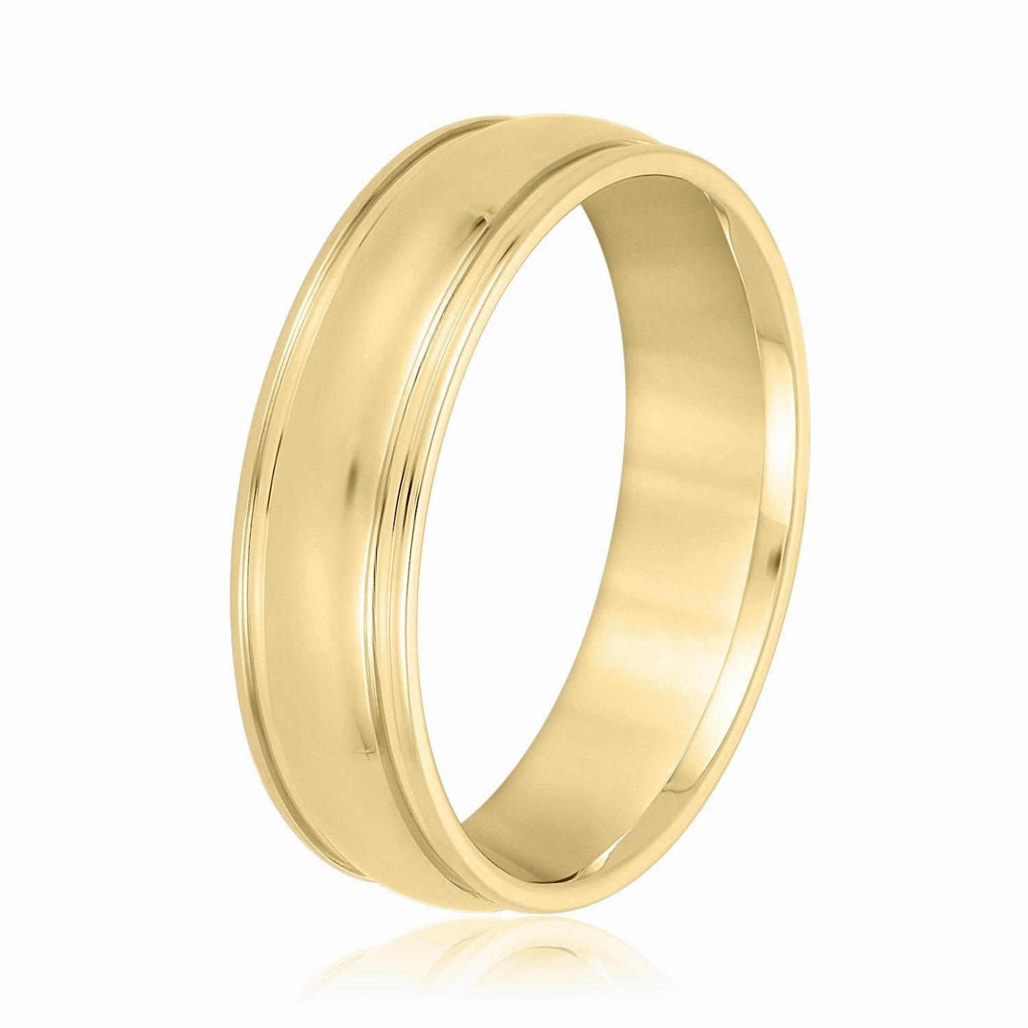 Men's Classic Dome Center and Flat Edge Wedding Band