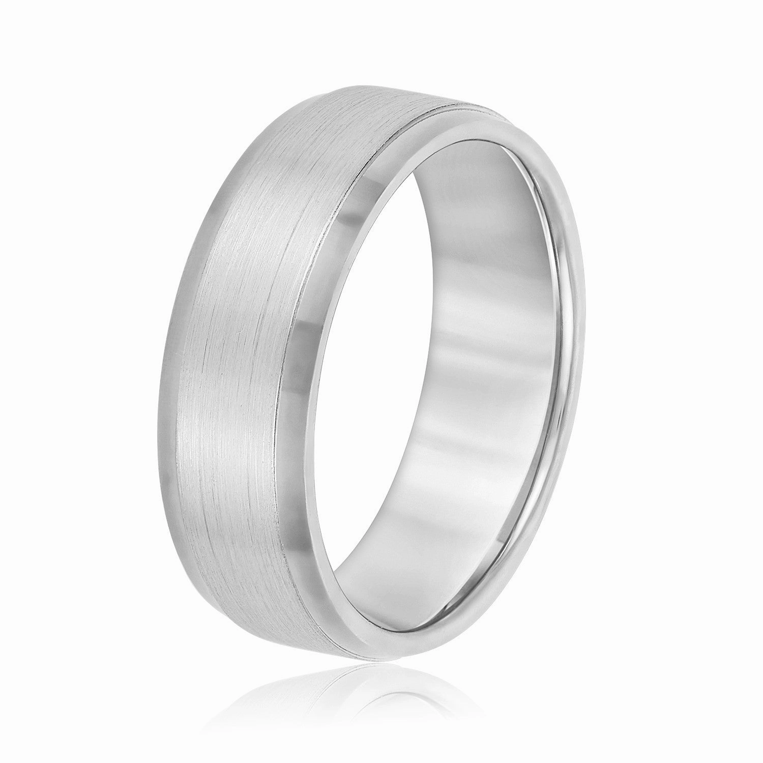Men's Comfort Fit Brushed Bevel Edge Classic Band