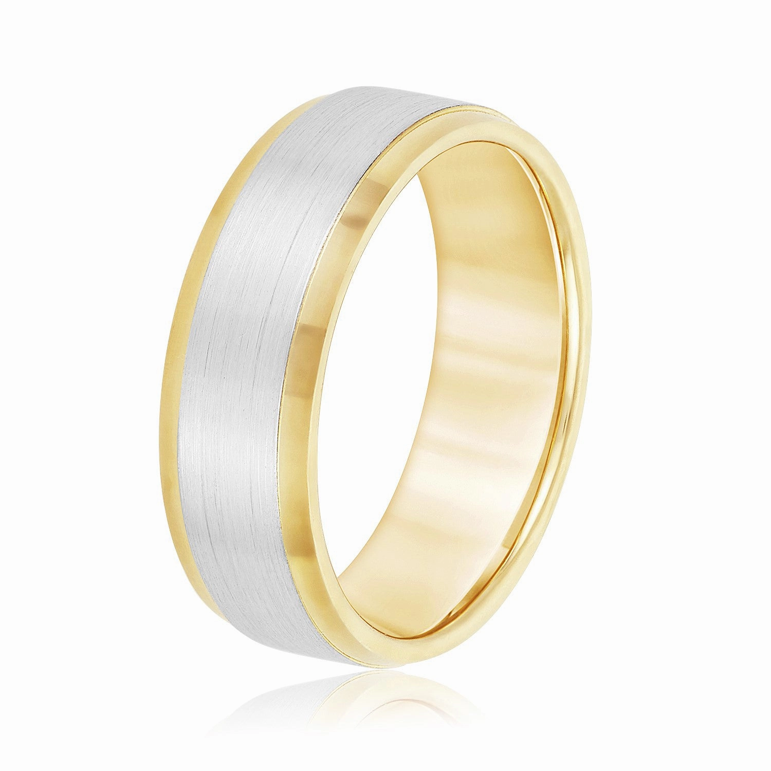 Men's Comfort Fit Brushed Bevel Edge Classic Band