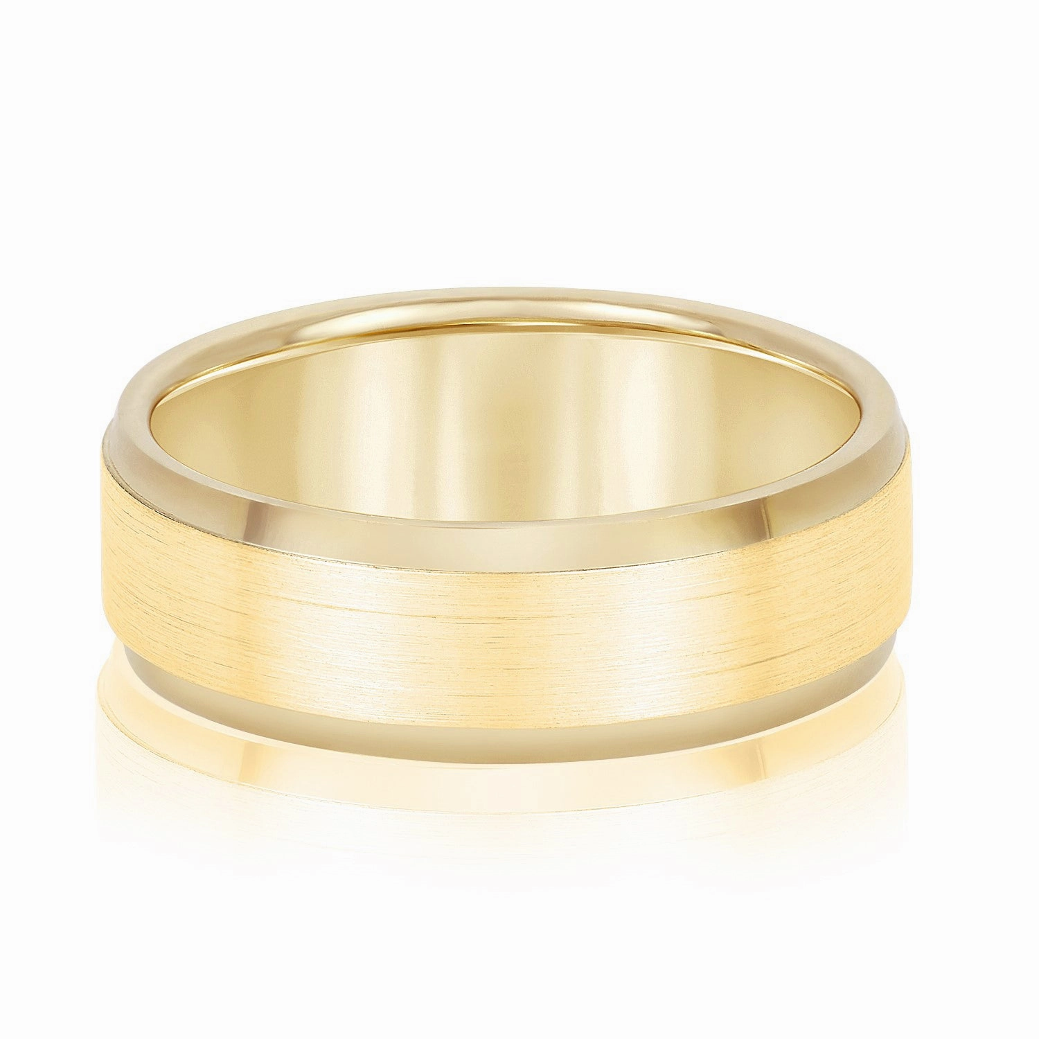 Men's Comfort Fit Brushed Bevel Edge Classic Band