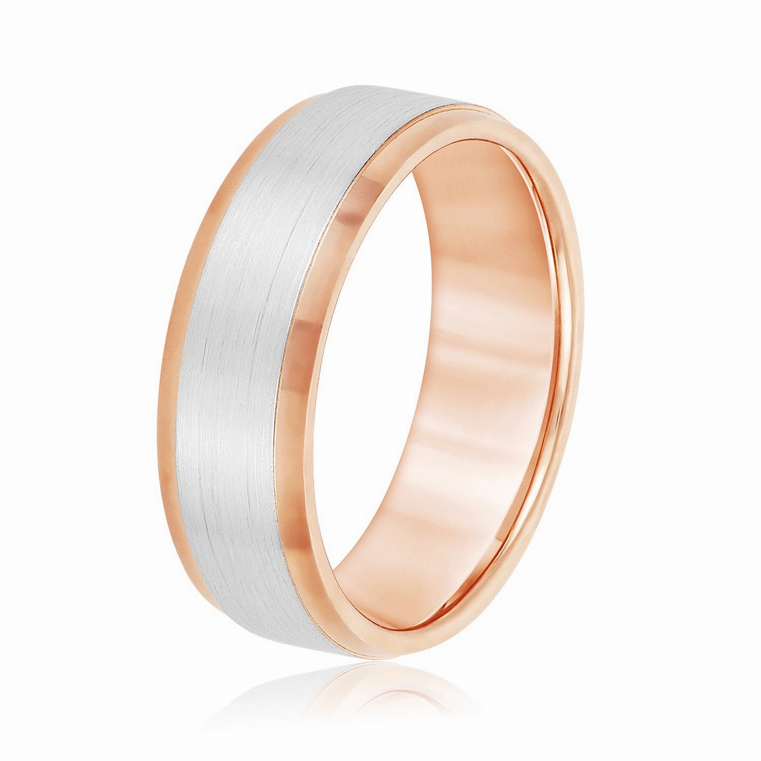 Men's Comfort Fit Brushed Bevel Edge Classic Band