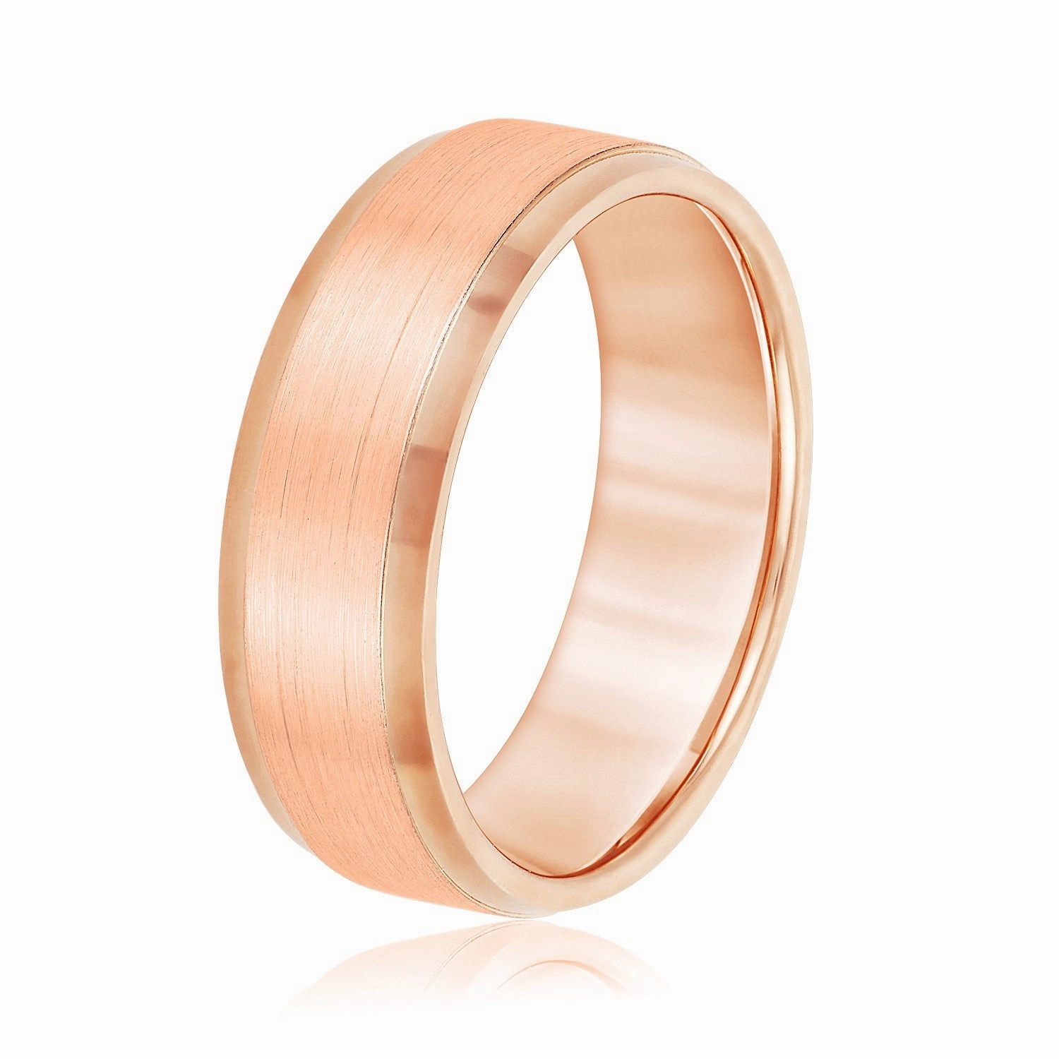 Men's Comfort Fit Brushed Bevel Edge Classic Band