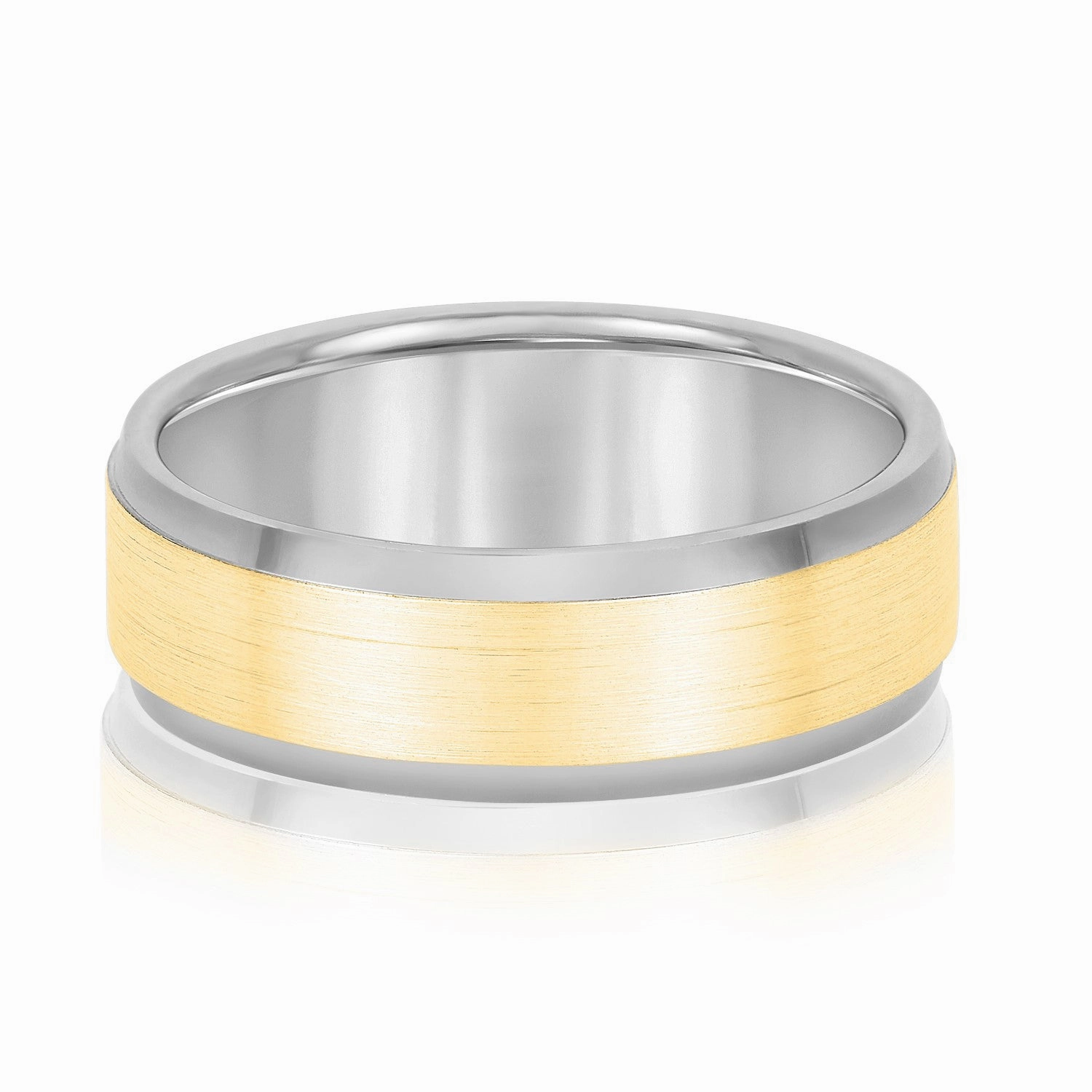 Men's Comfort Fit Brushed Bevel Edge Classic Band