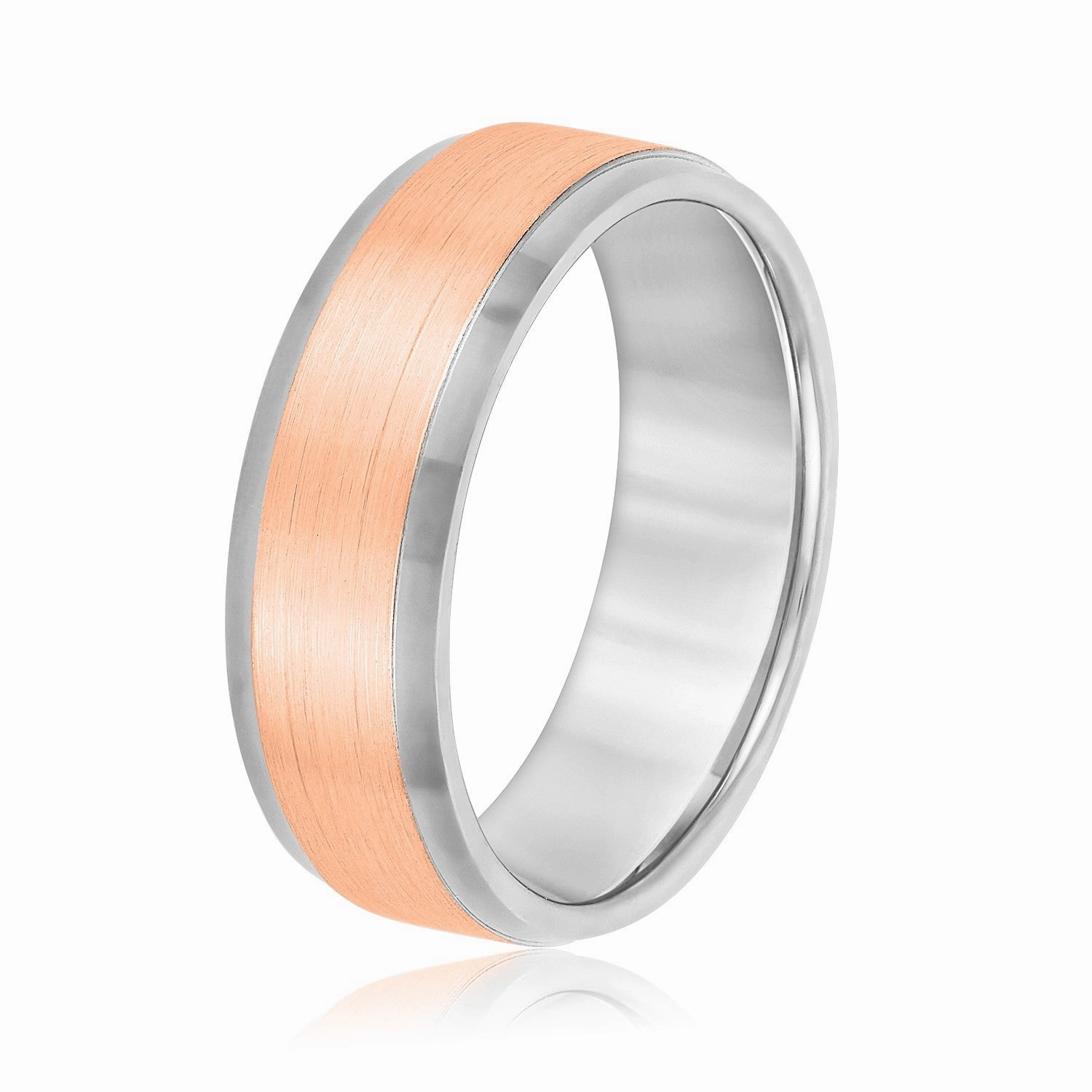 Men's Comfort Fit Brushed Bevel Edge Classic Band