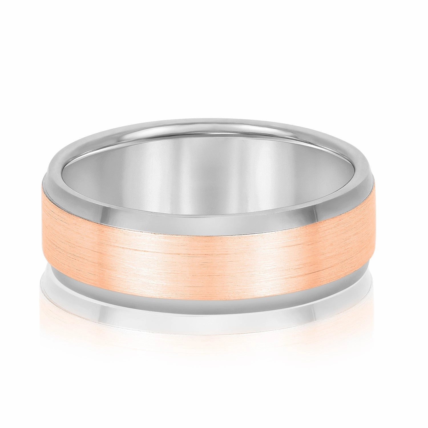 Men's Comfort Fit Brushed Bevel Edge Classic Band