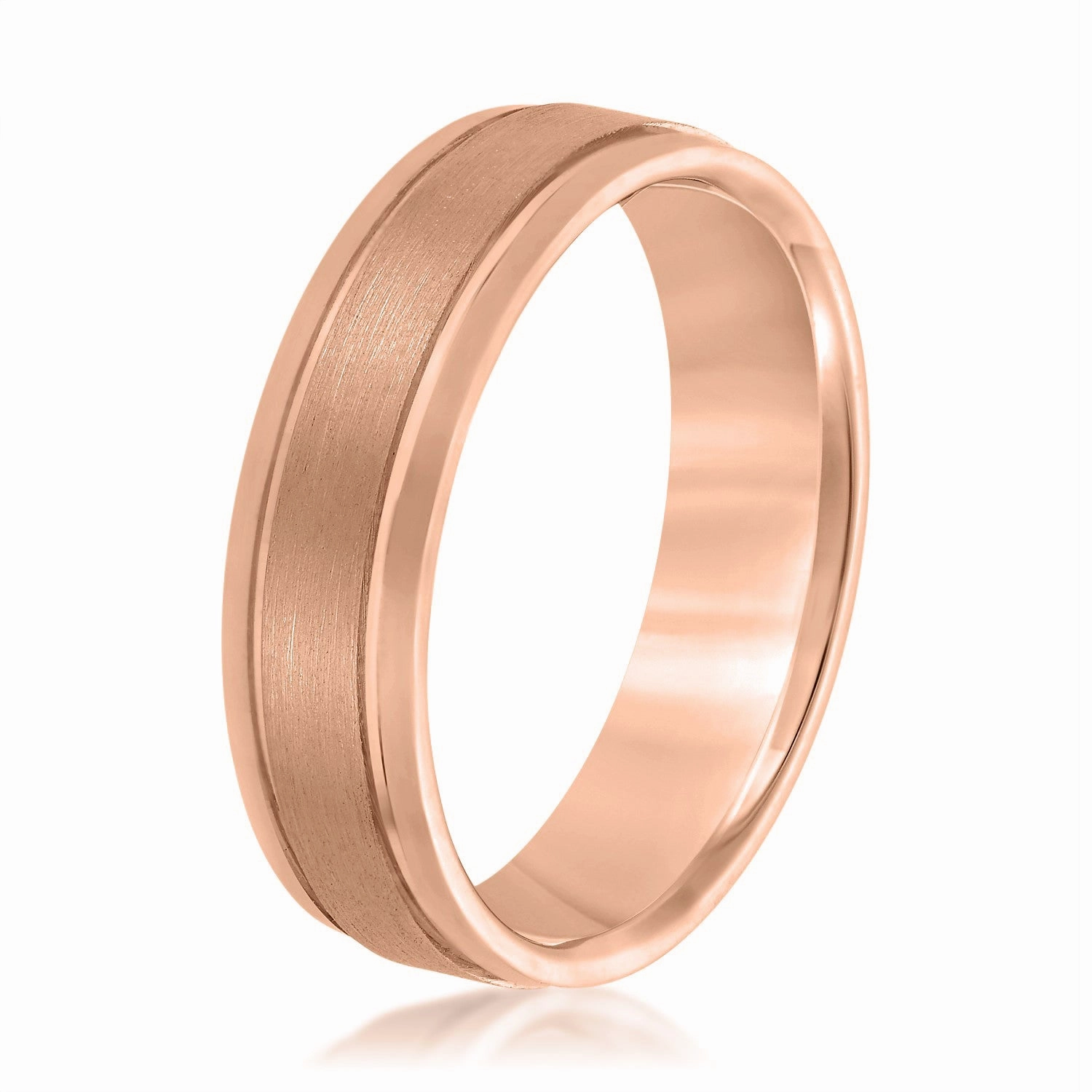Men's Comfort Fit Brushed Finish Beveled Edge Wedding Band