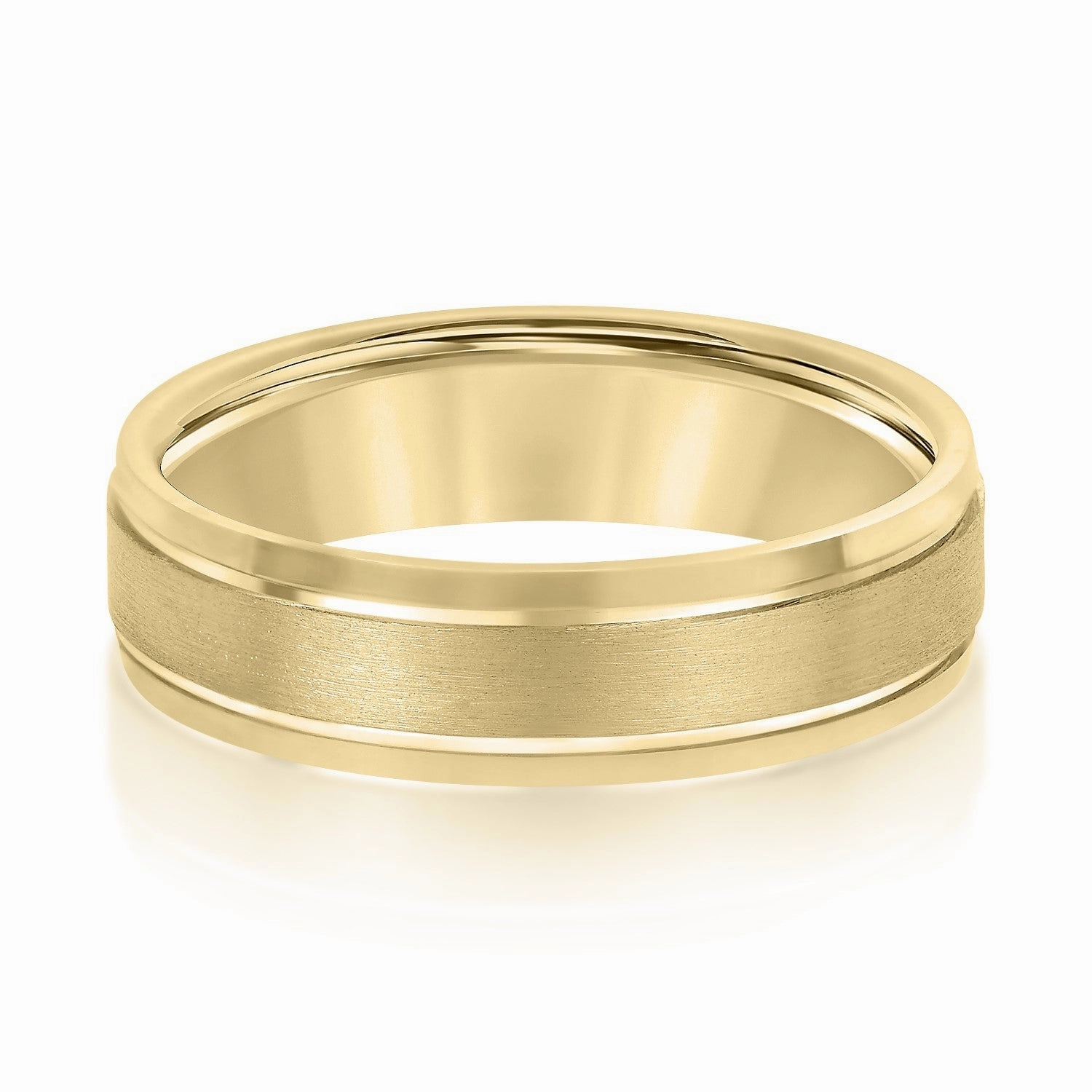 Men's Comfort Fit Brushed Finish Beveled Edge Wedding Band