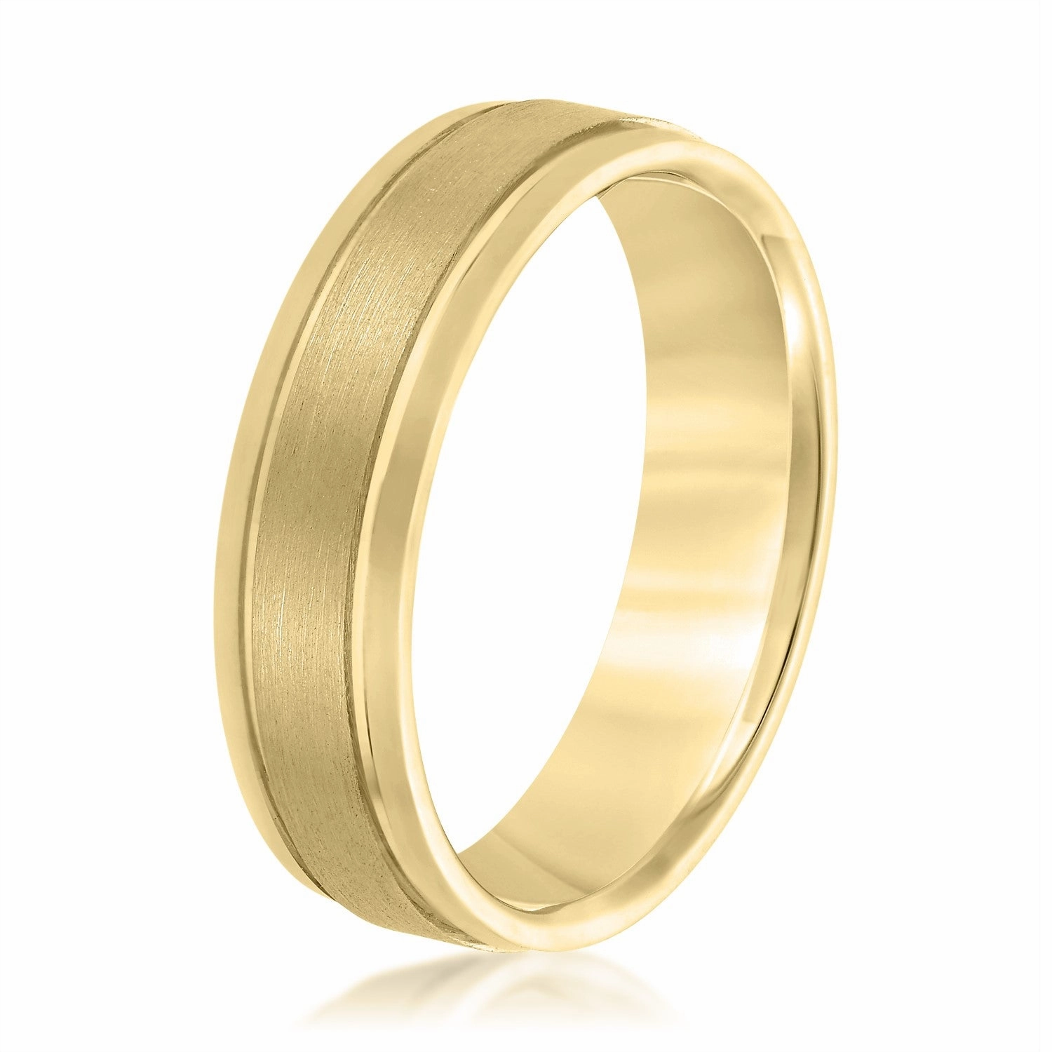 Men's Comfort Fit Brushed Finish Beveled Edge Wedding Band