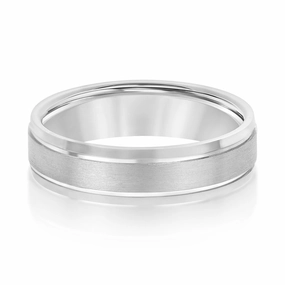 Men's Comfort Fit Brushed Finish Beveled Edge Wedding Band