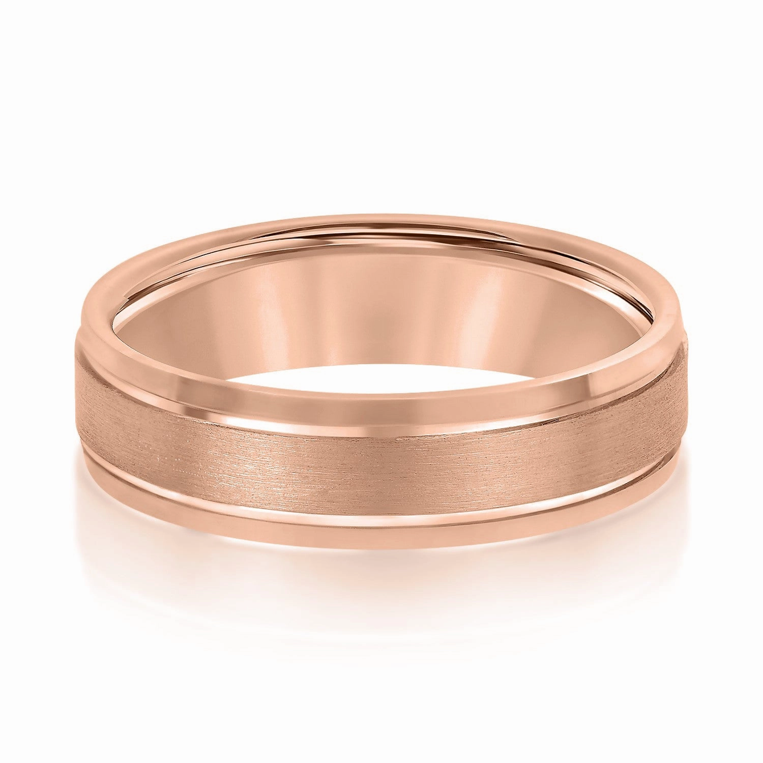 Men's Comfort Fit Brushed Finish Beveled Edge Wedding Band