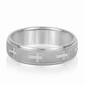 Men's Cross Pattern Wedding Band