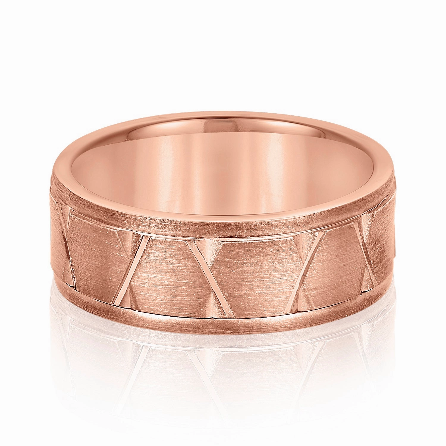 Men's Diagonal Carved Classic Wedding Band Brushed Finish
