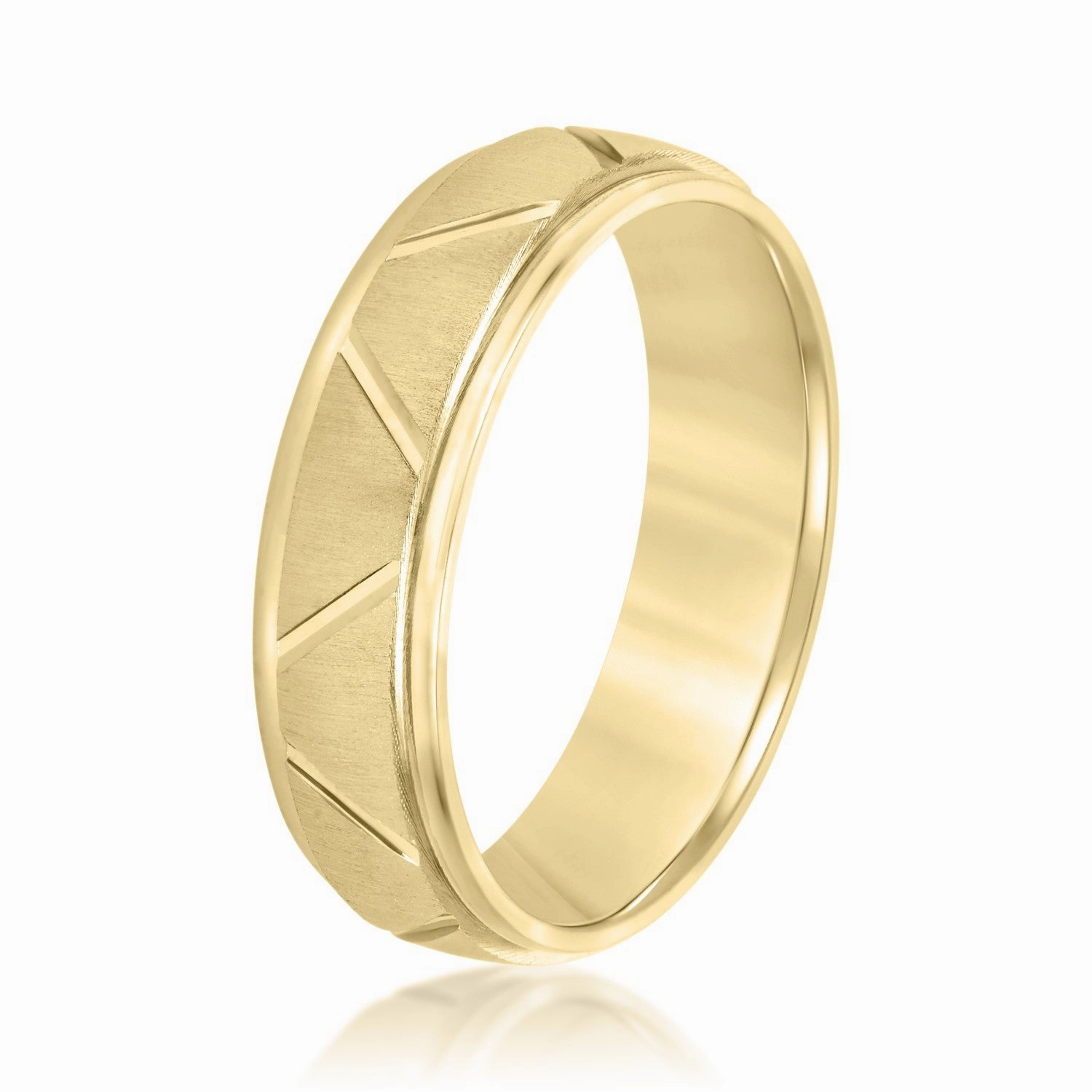 Men's Diagonal Cut Textured Wedding Band