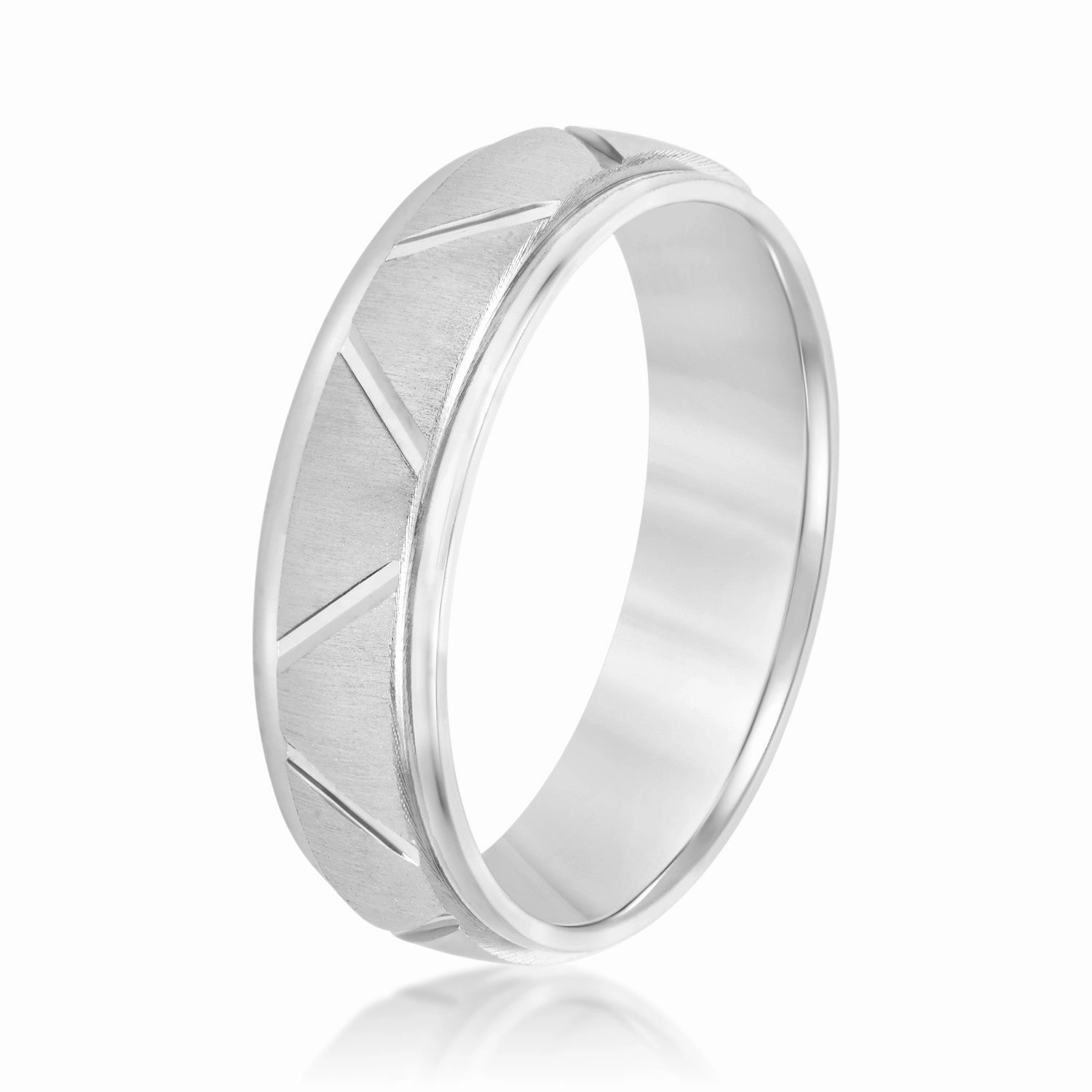 Men's Diagonal Cut Textured Wedding Band