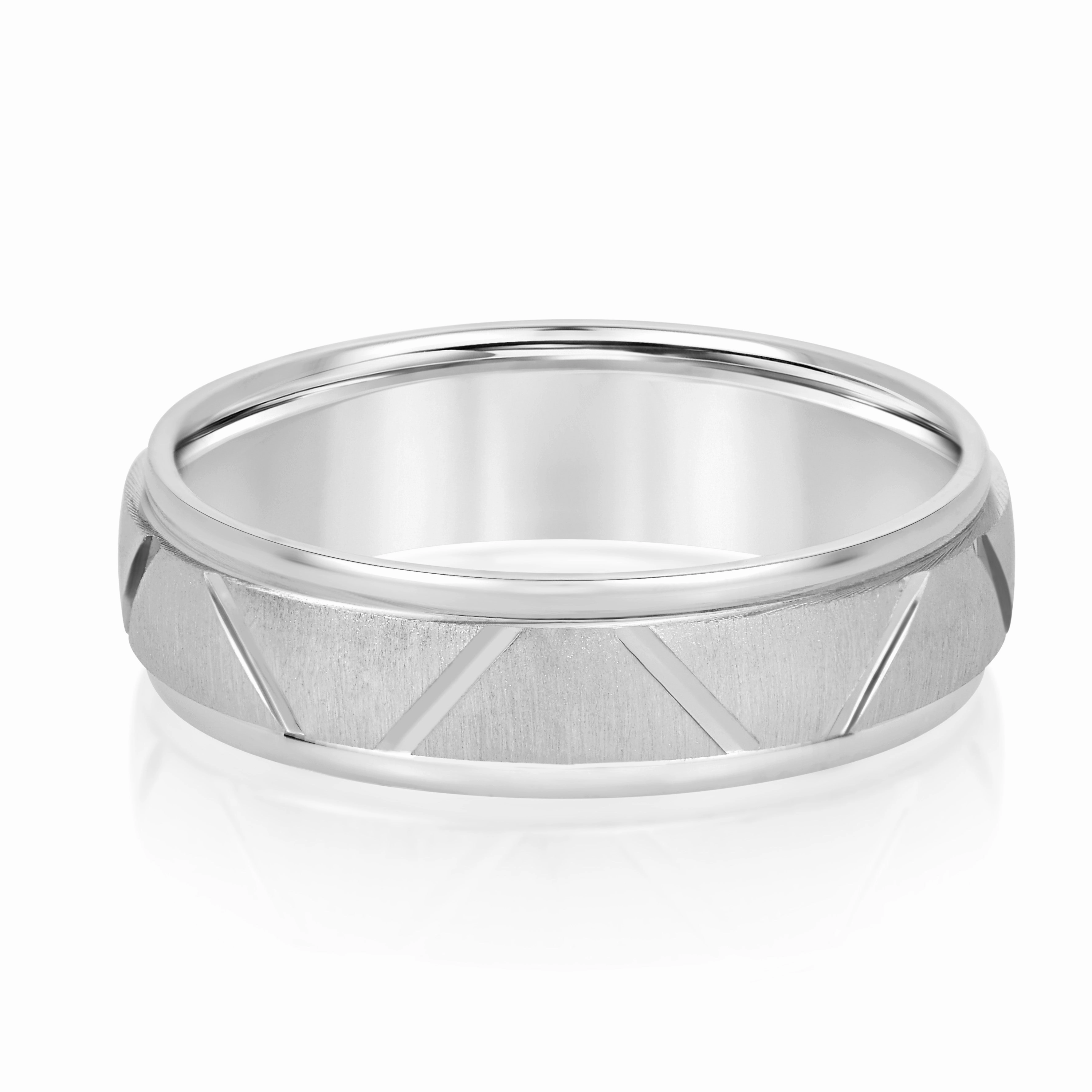 Men's Diagonal Cut Textured Wedding Band