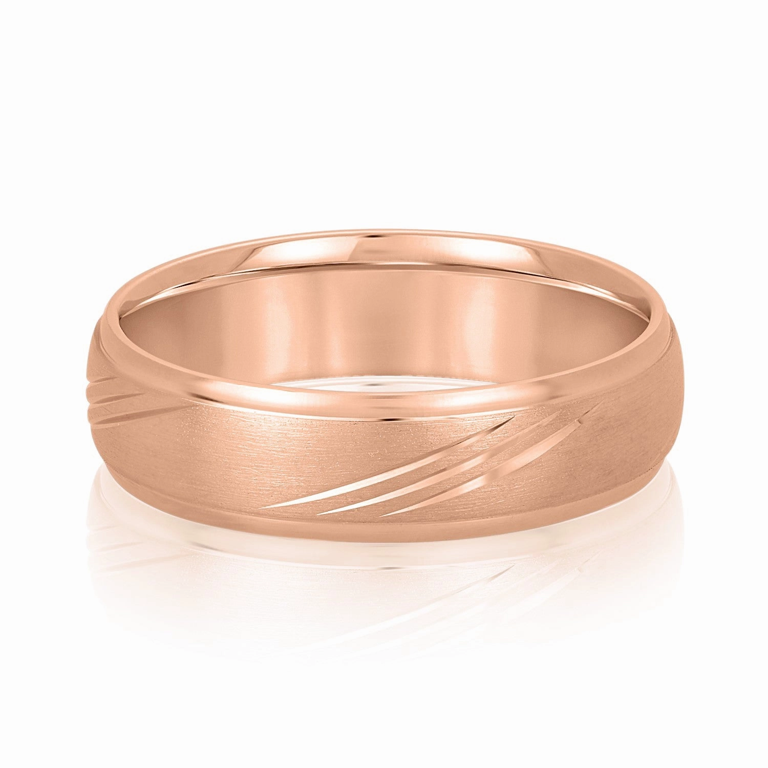Men's Domed and Scratch Textured Wedding Band